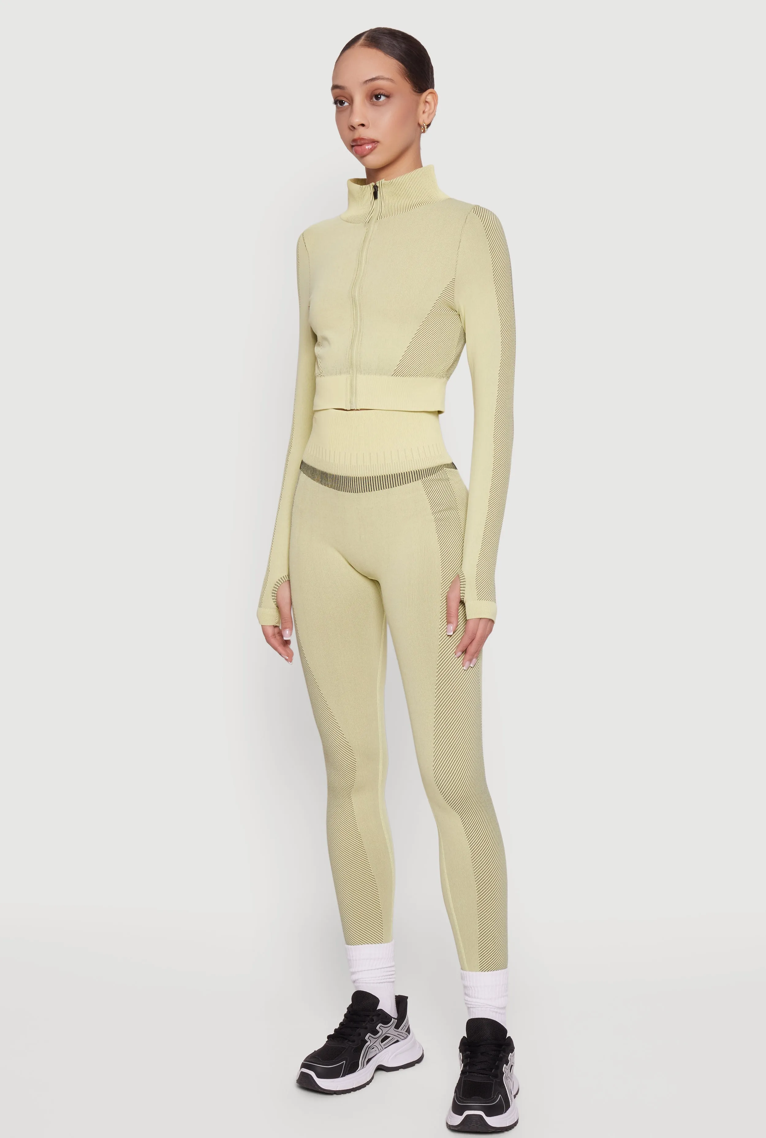 Striped Detail Seamless High Waisted Leggings sold by Rainbow product image thumbnail 2