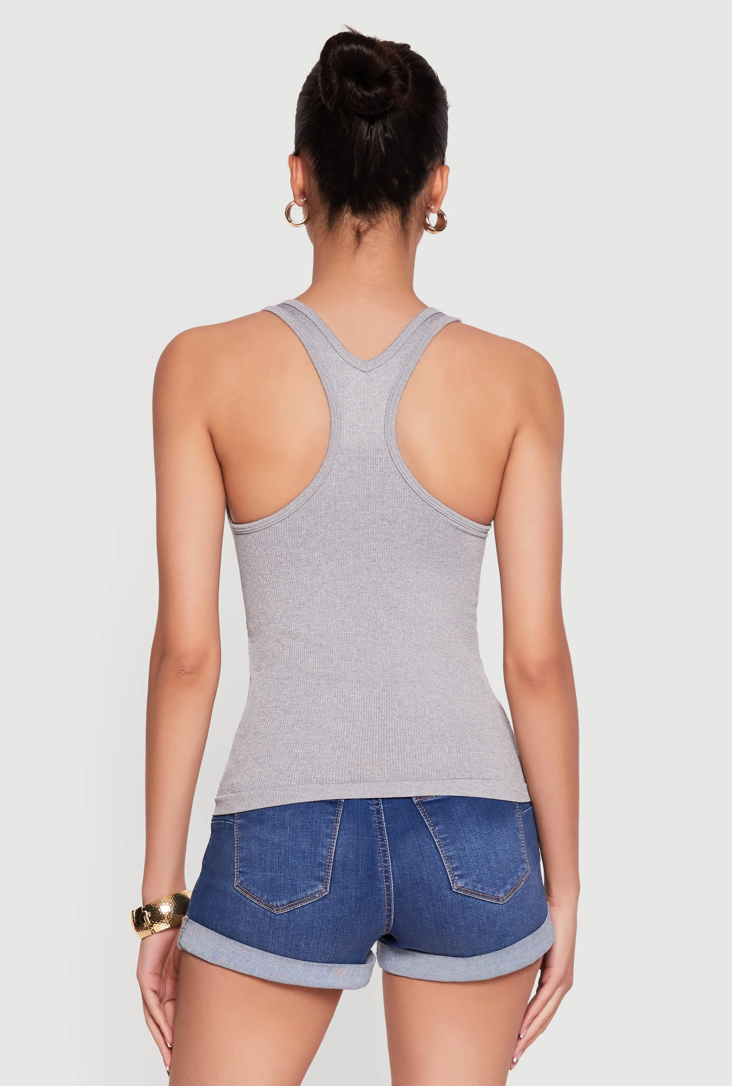 Seamless Rib Knit Scoop Neck Racerback Tank Top sold by Rainbow product image thumbnail 5