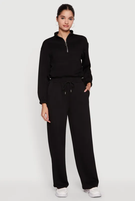 High Waisted Straight Leg Sweatpants with Drawstring Waist made by Rainbow