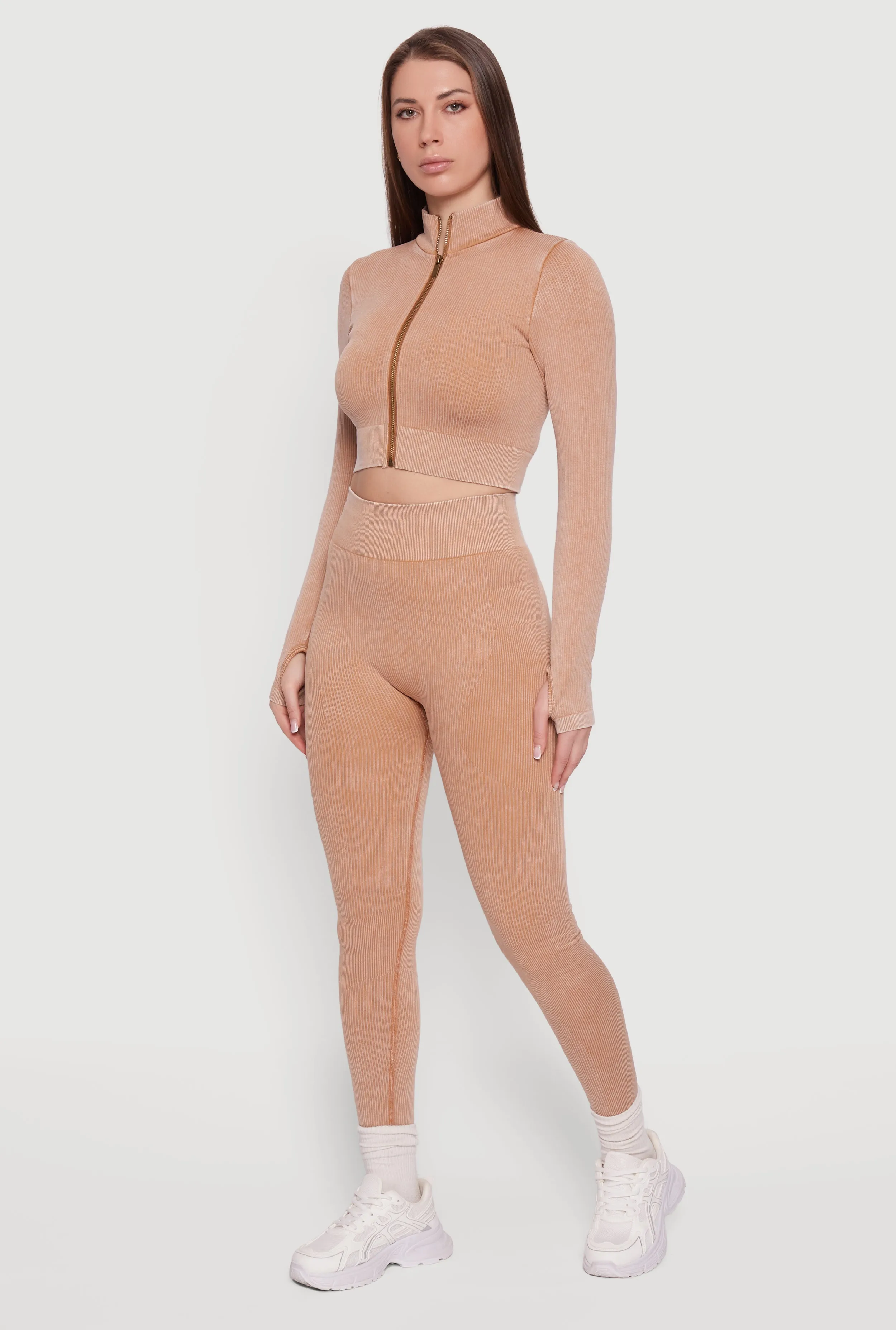 Mineral Wash Seamless Ribbed High Waisted Leggings sold by Rainbow product image thumbnail 2