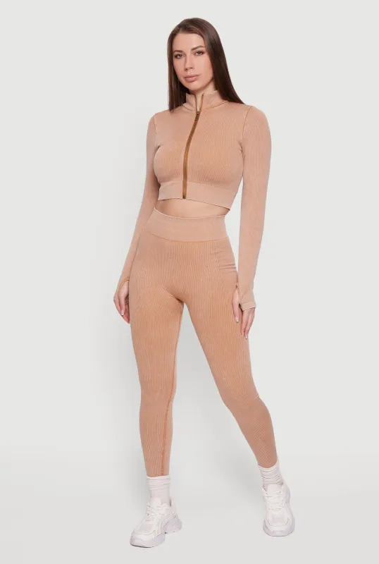 Mineral Wash Seamless Ribbed High Waisted Leggings sold by Rainbow