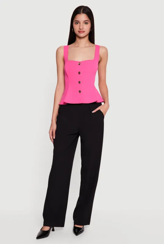 Sleeveless Button Front Peplum Top sold by Rainbow