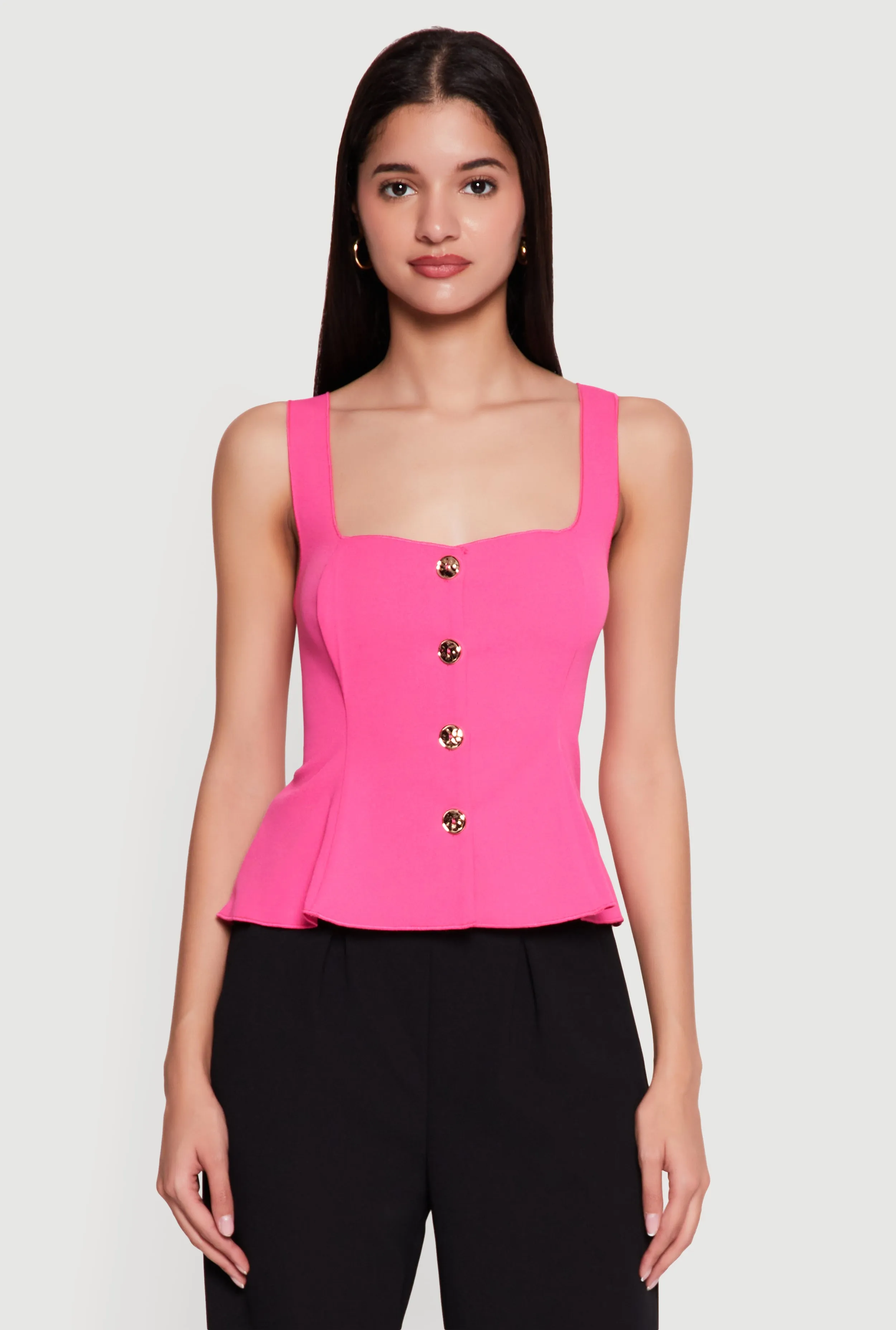 Sleeveless Button Front Peplum Top sold by Rainbow product image thumbnail 2