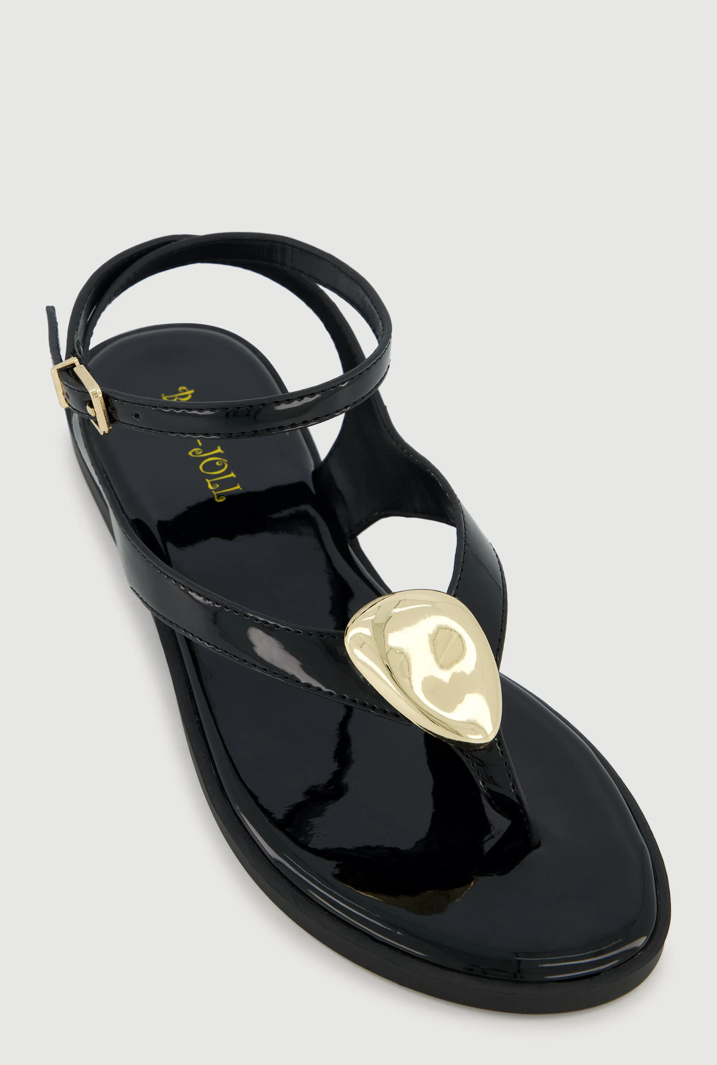 Metallic Pendant Ankle Strap Thong Sandals sold by Rainbow