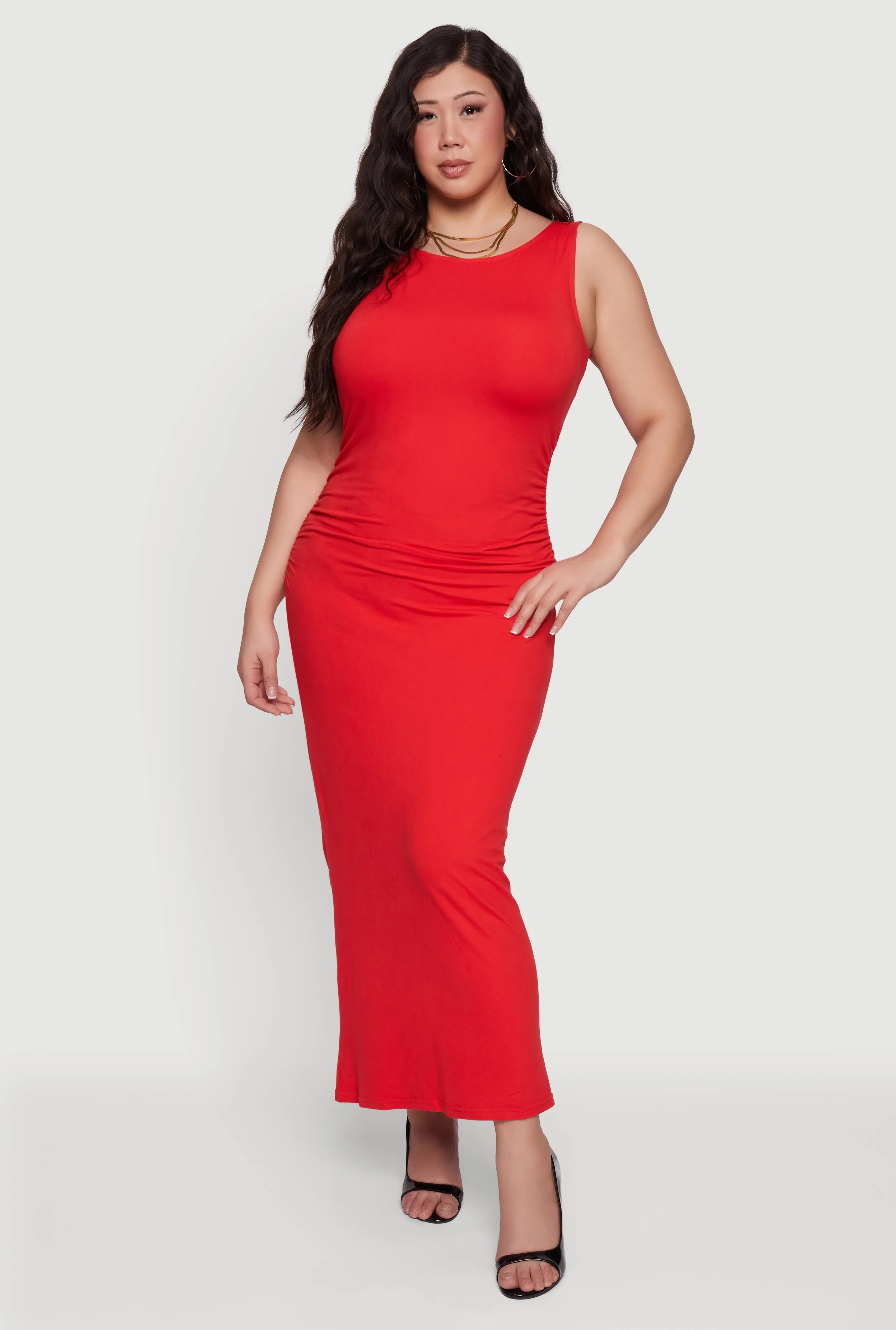 Plus Size Sleeveless Ruched Maxi Dress sold by Rainbow product image thumbnail 3