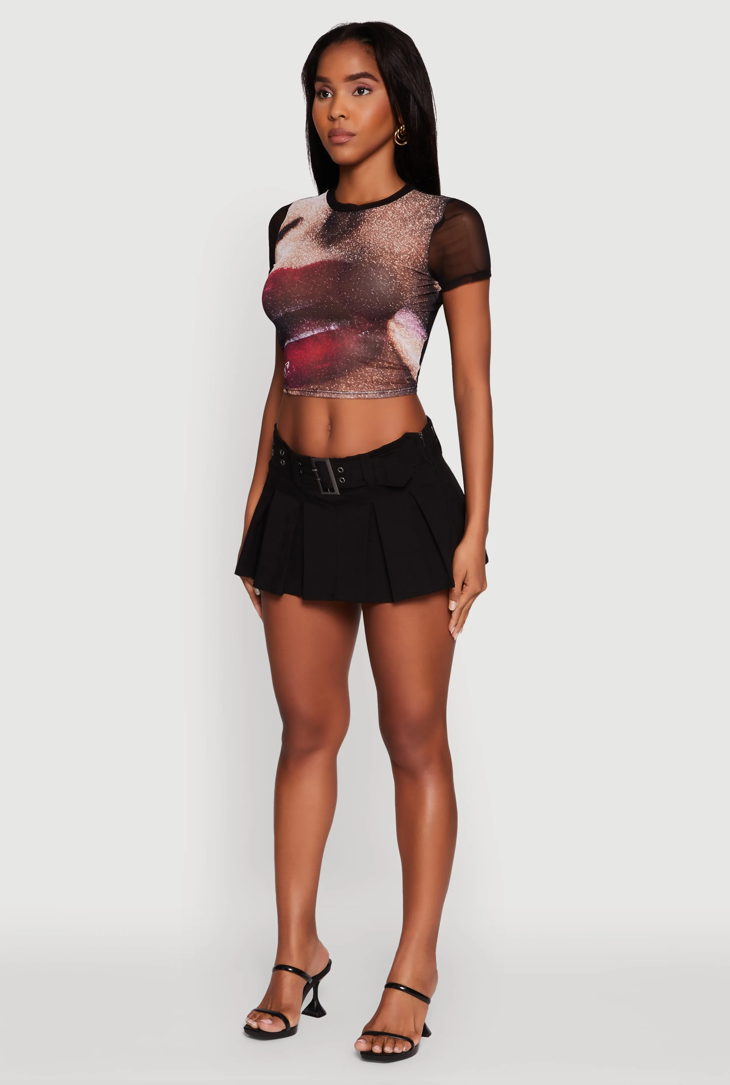Lip Graphic Mesh Crop Top sold by Rainbow product image thumbnail 5