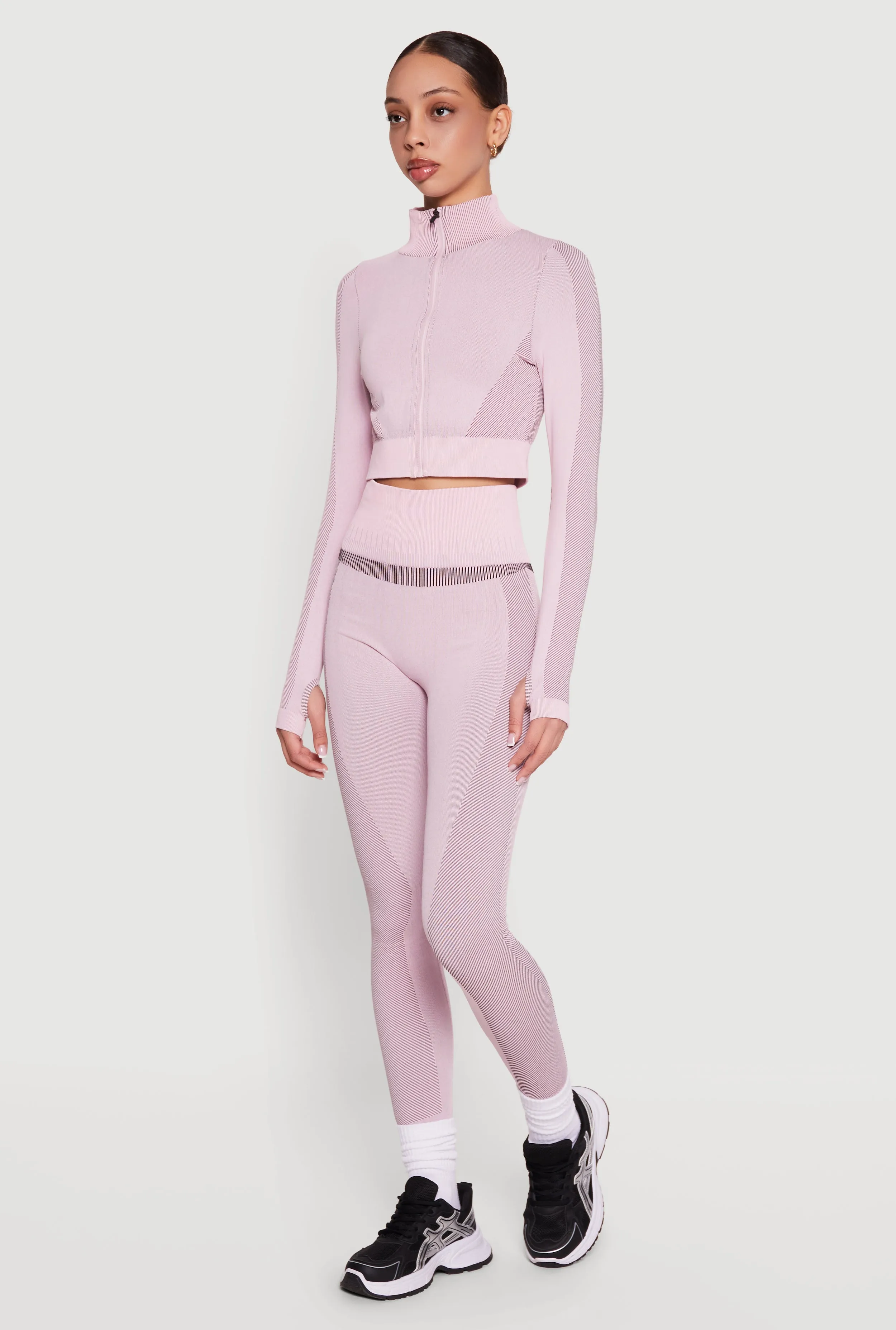 Striped Detail Seamless High Waisted Leggings sold by Rainbow product image thumbnail 2