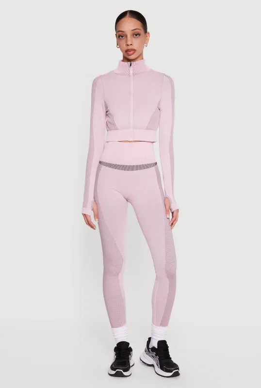 Striped Detail Seamless High Waisted Leggings sold by Rainbow