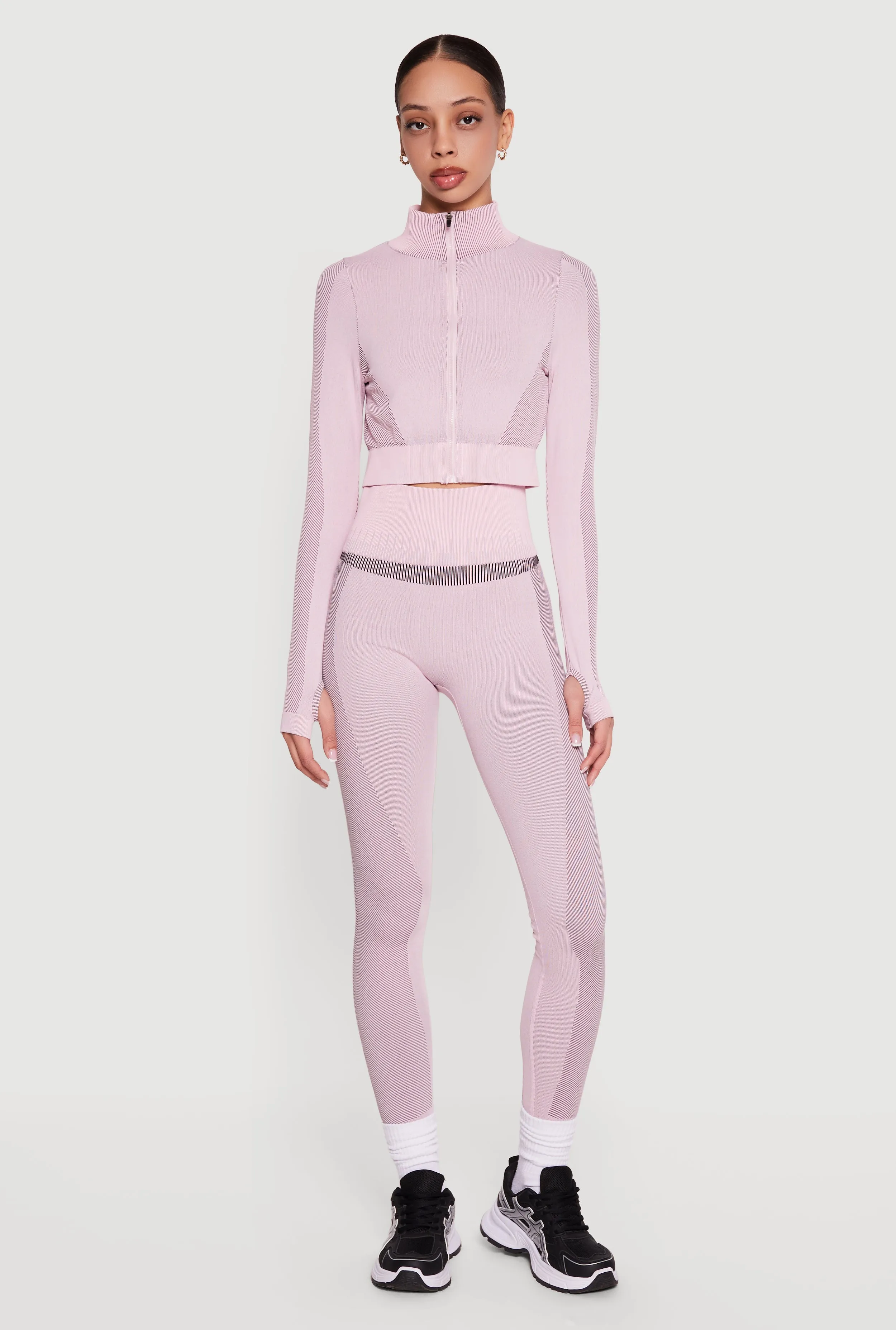 Striped Detail Seamless High Waisted Leggings sold by Rainbow