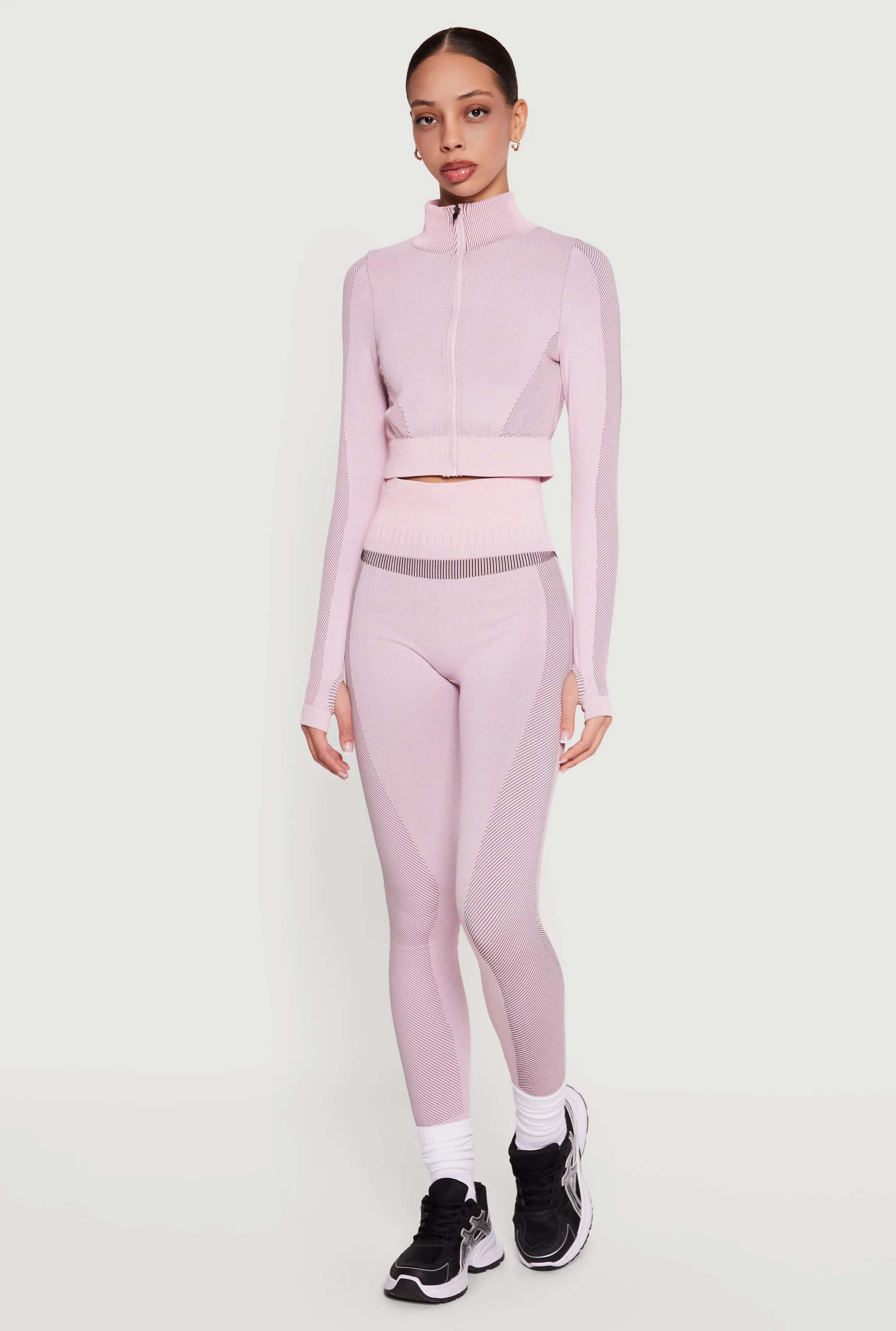 Striped Detail Seamless Cropped Active Jacket sold by Rainbow product image thumbnail 2