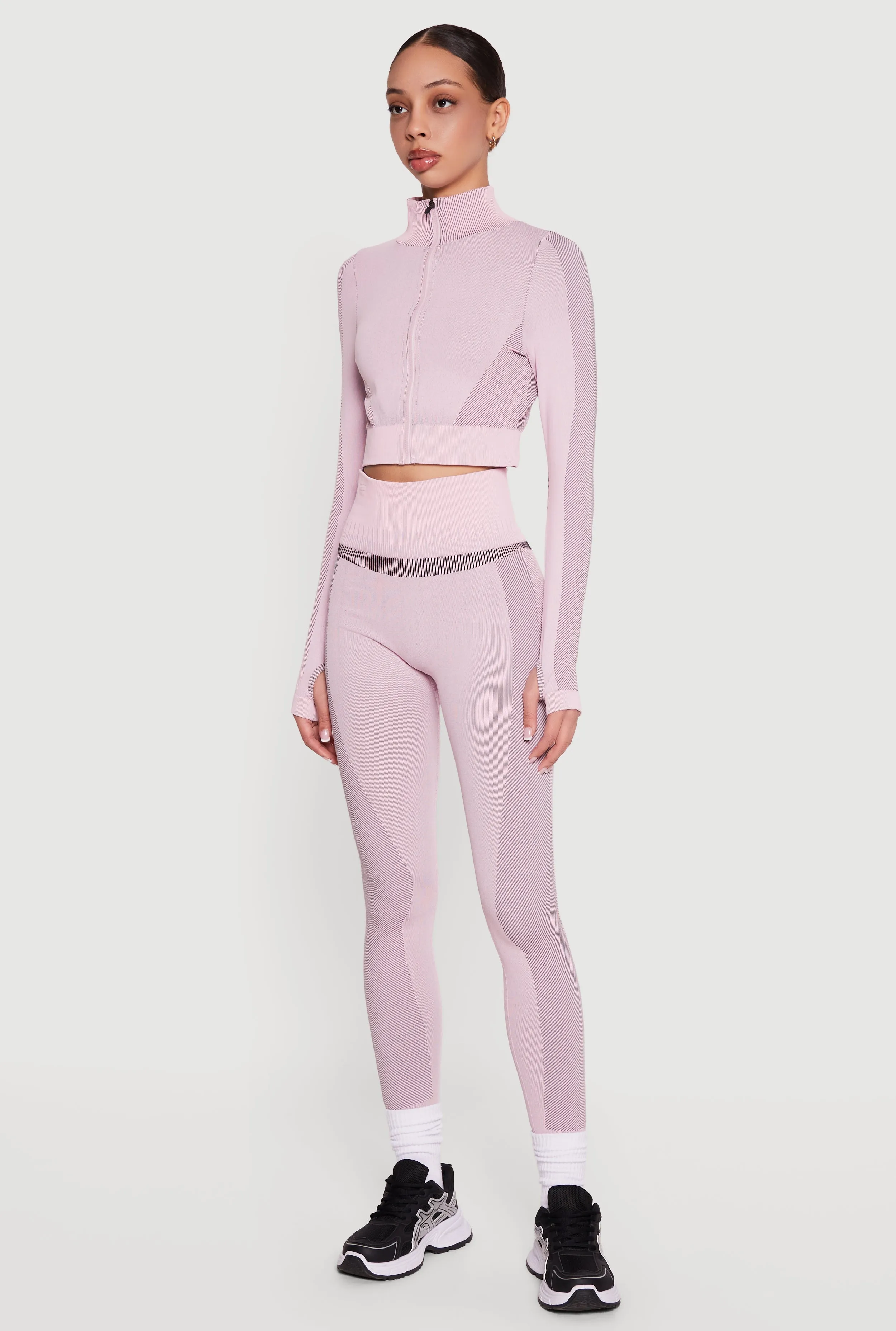 Striped Detail Seamless Cropped Active Jacket sold by Rainbow product image thumbnail 3