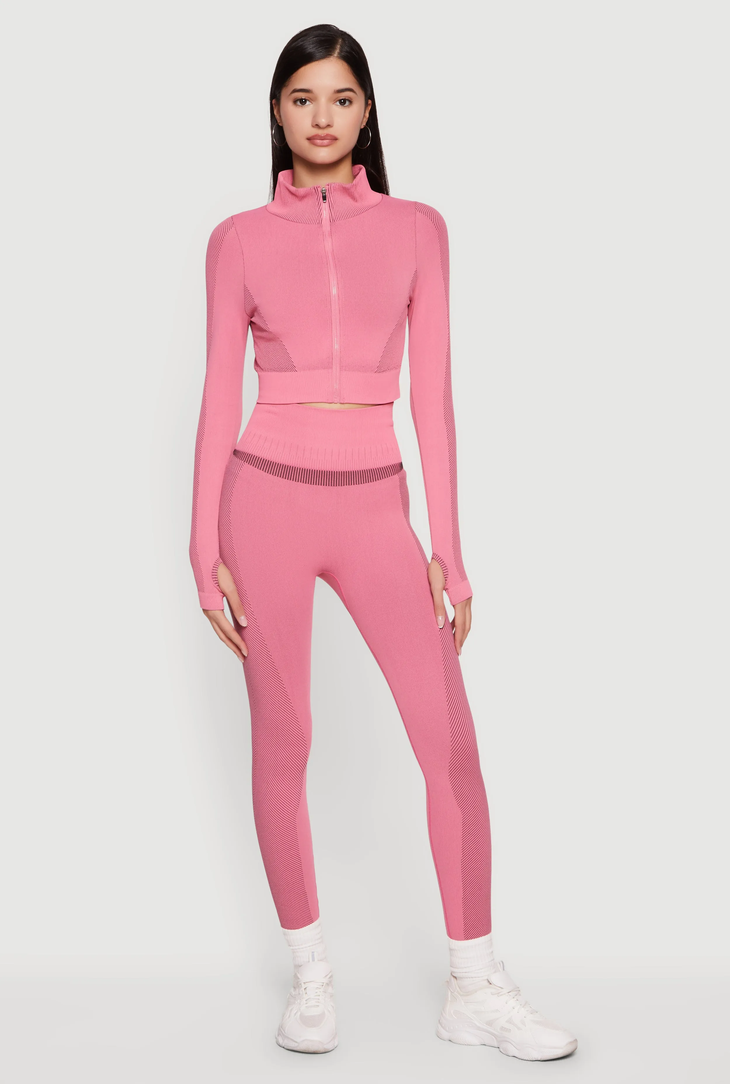 Striped Detail Seamless Cropped Active Jacket sold by Rainbow product image thumbnail 2