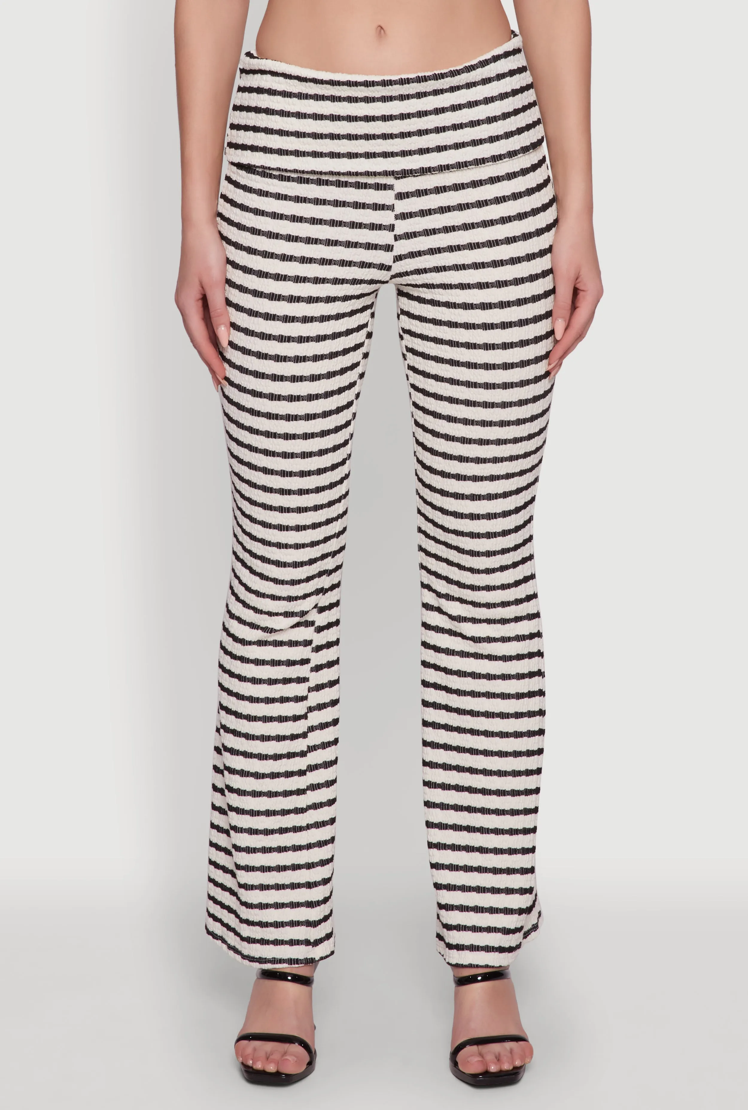 Trendy Fold Over Striped Bootcut Pants sold by Rainbow product image thumbnail 3