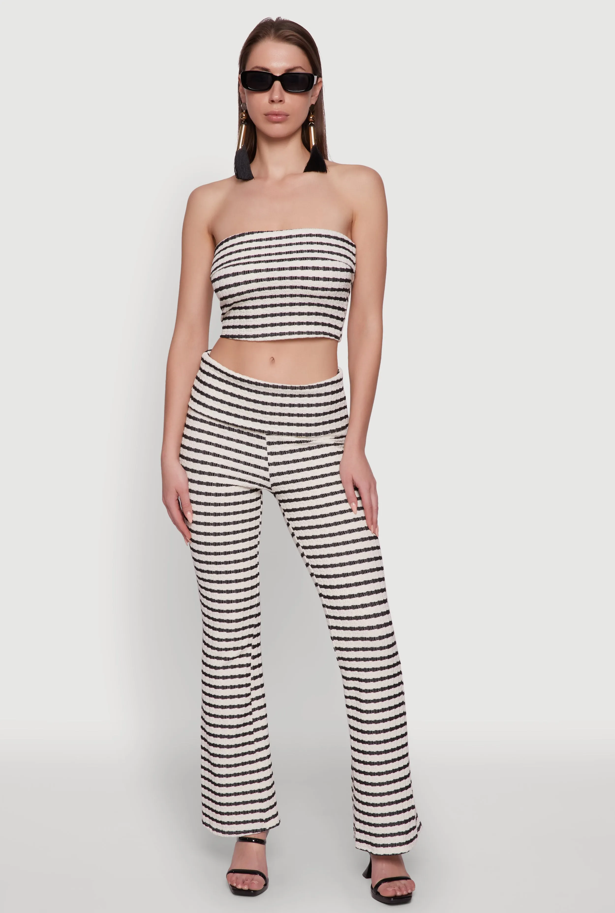 Trendy Fold Over Striped Bootcut Pants sold by Rainbow product image thumbnail 2