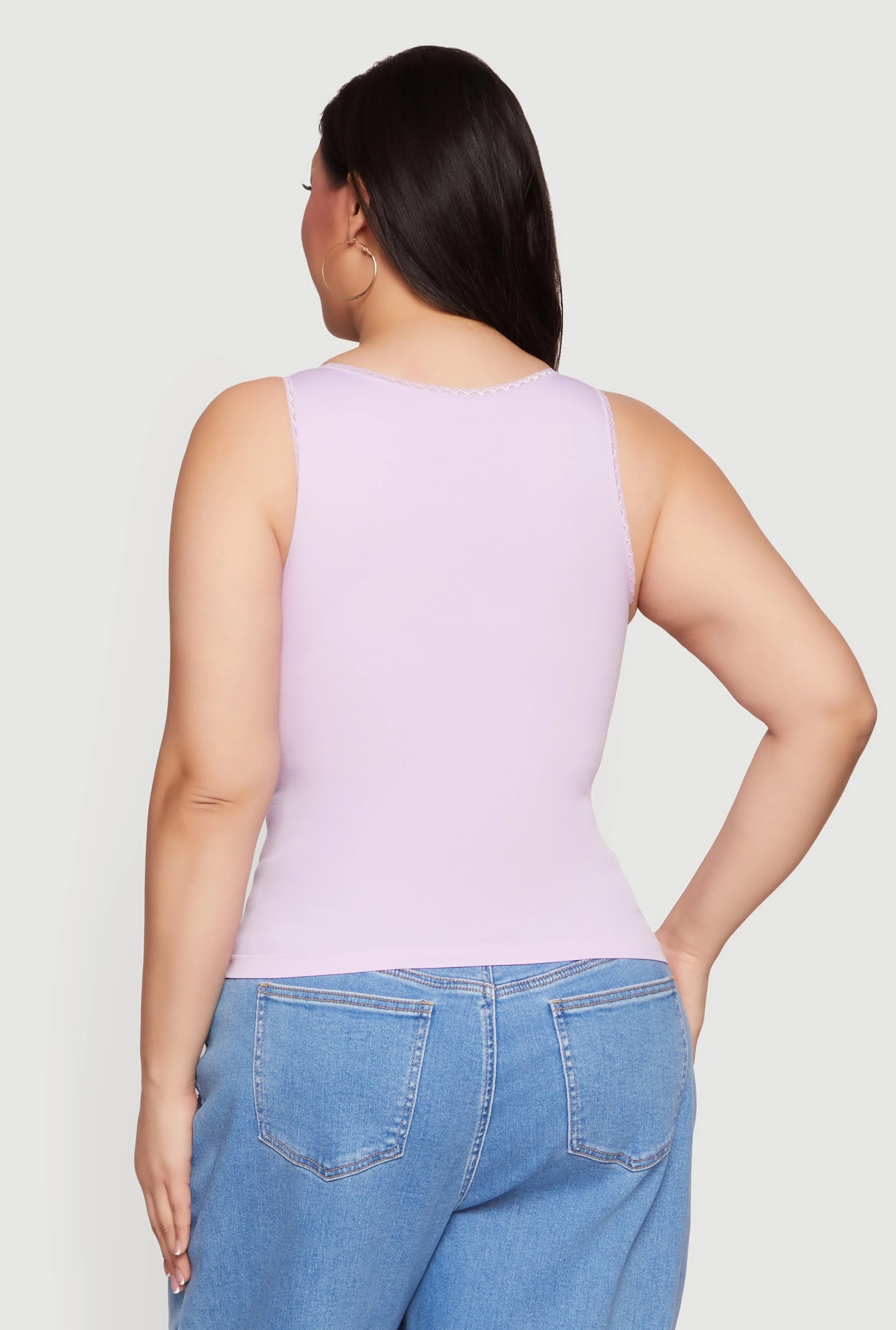 Plus Size Lace Trim Scoop Neck Tank Top sold by Rainbow product image thumbnail 5