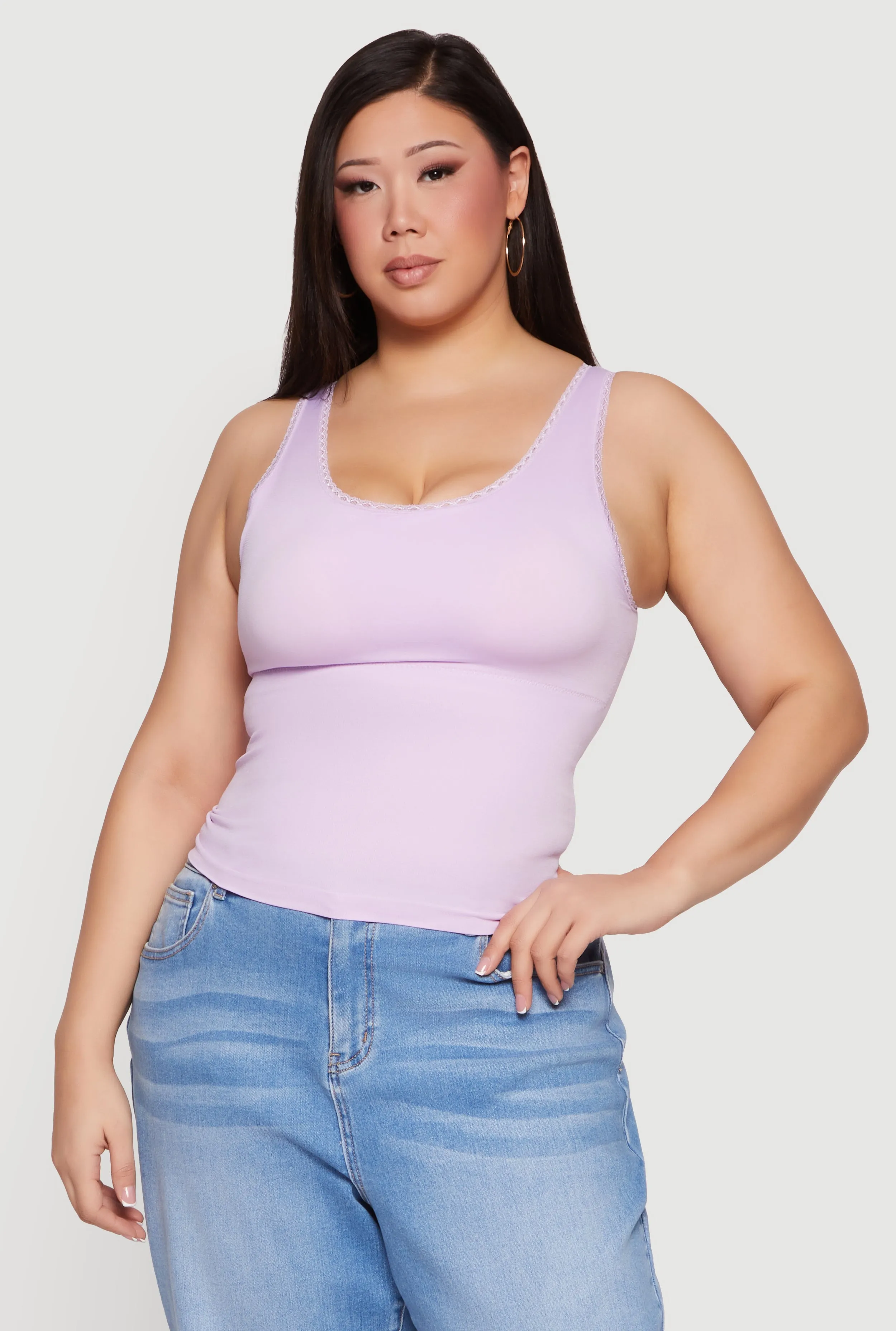Plus Size Lace Trim Scoop Neck Tank Top sold by Rainbow product image thumbnail 2