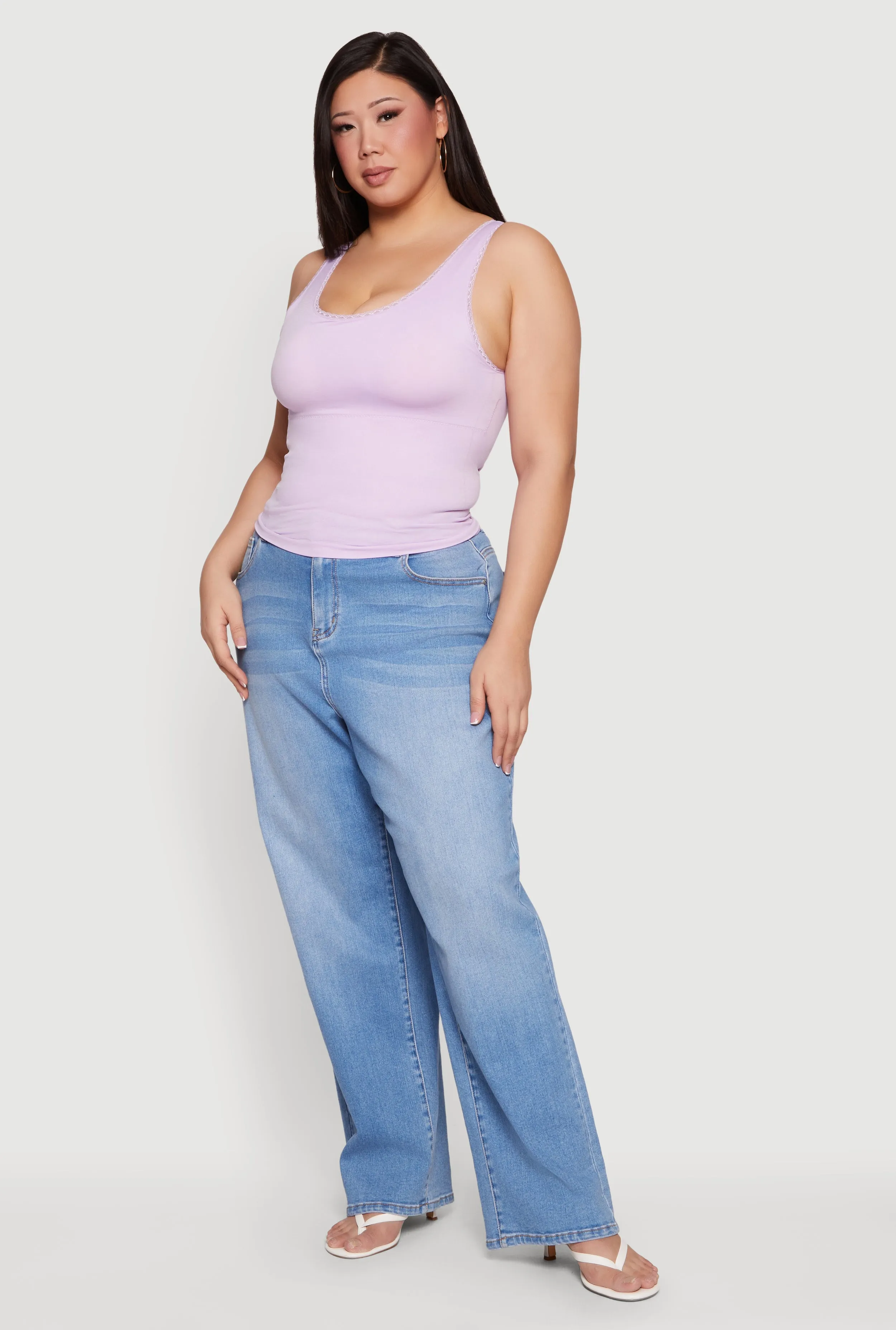 Plus Size Lace Trim Scoop Neck Tank Top sold by Rainbow product image thumbnail 3