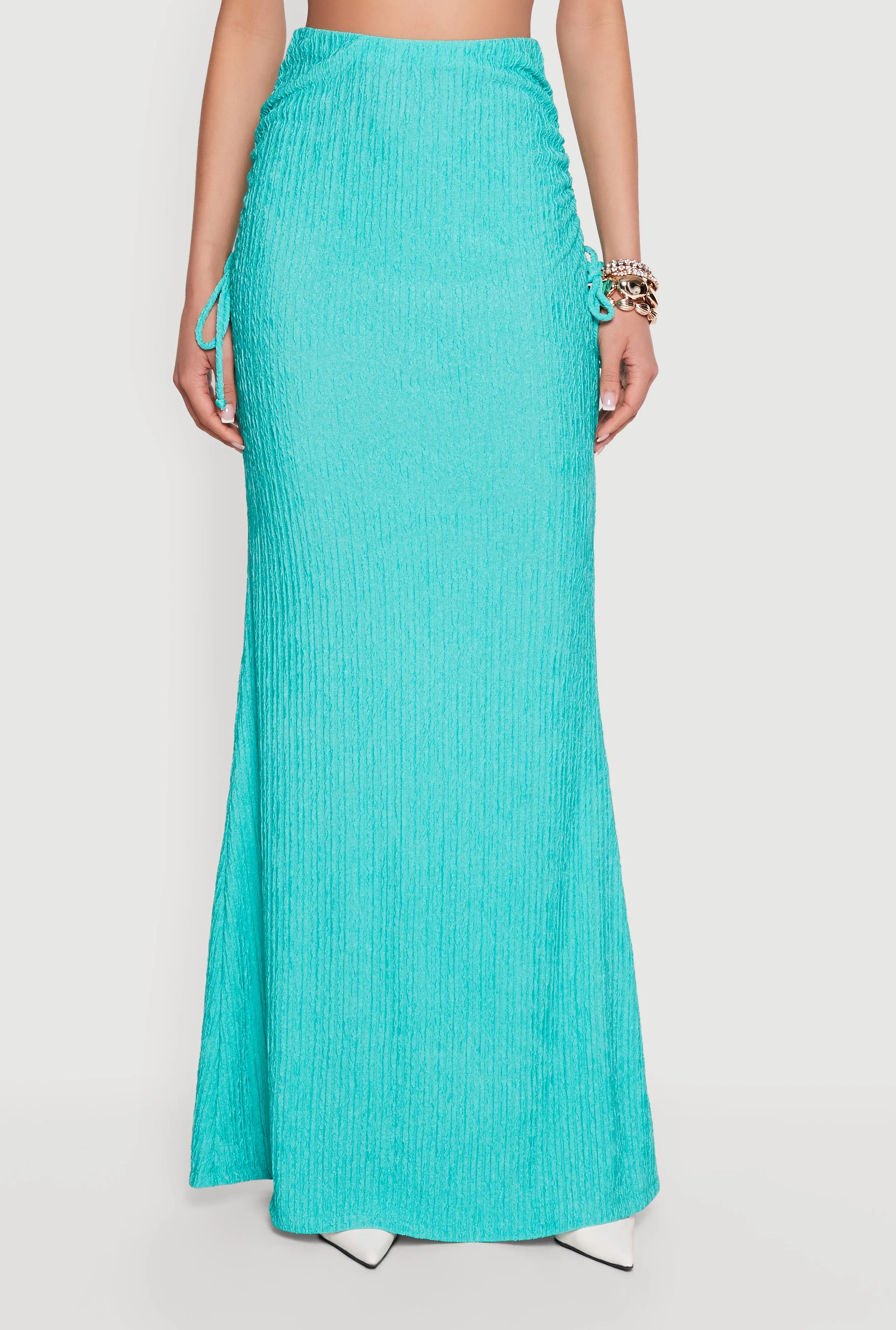 High Waisted Side Ruched Mermaid Maxi Skirt sold by Rainbow product image thumbnail 3