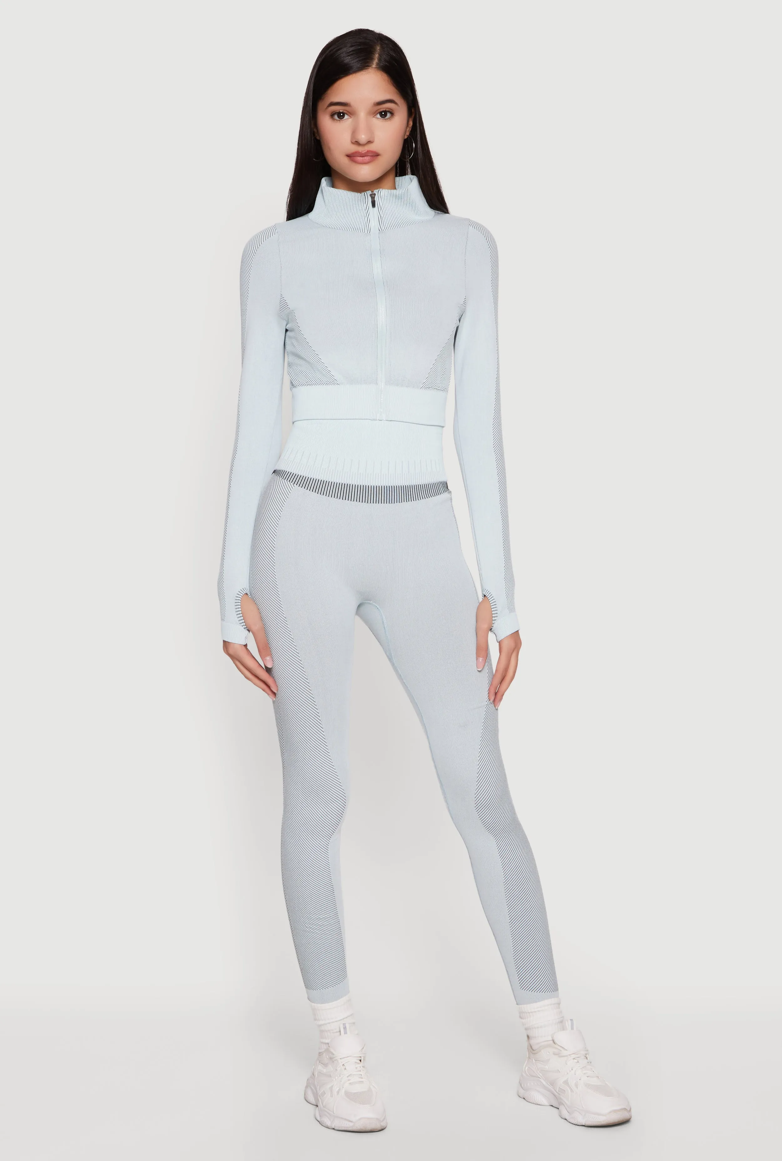 Striped Detail Seamless Cropped Active Jacket sold by Rainbow product image thumbnail 2