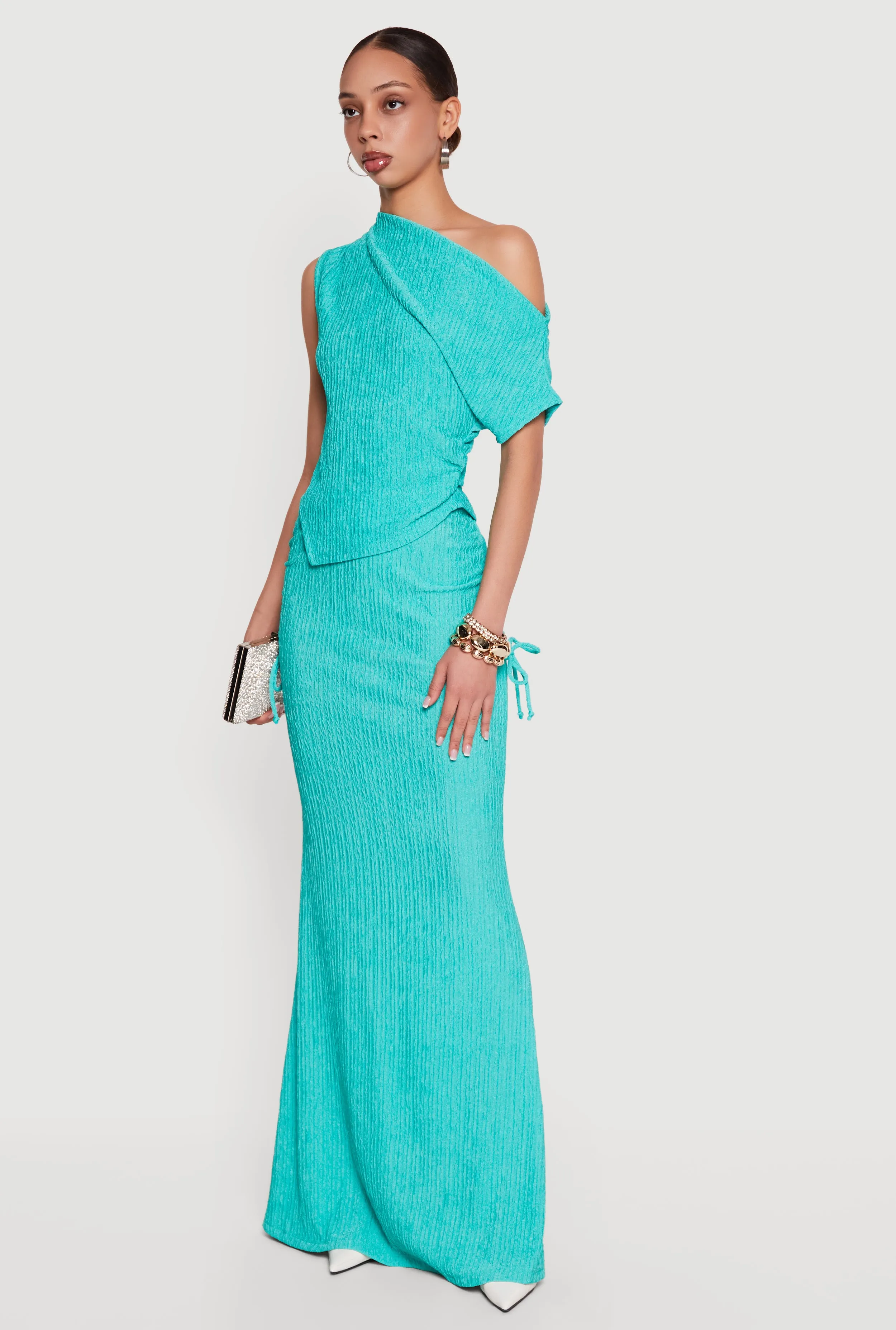 One Shoulder Side Ruched Asymmetrical Top sold by Rainbow product image thumbnail 3