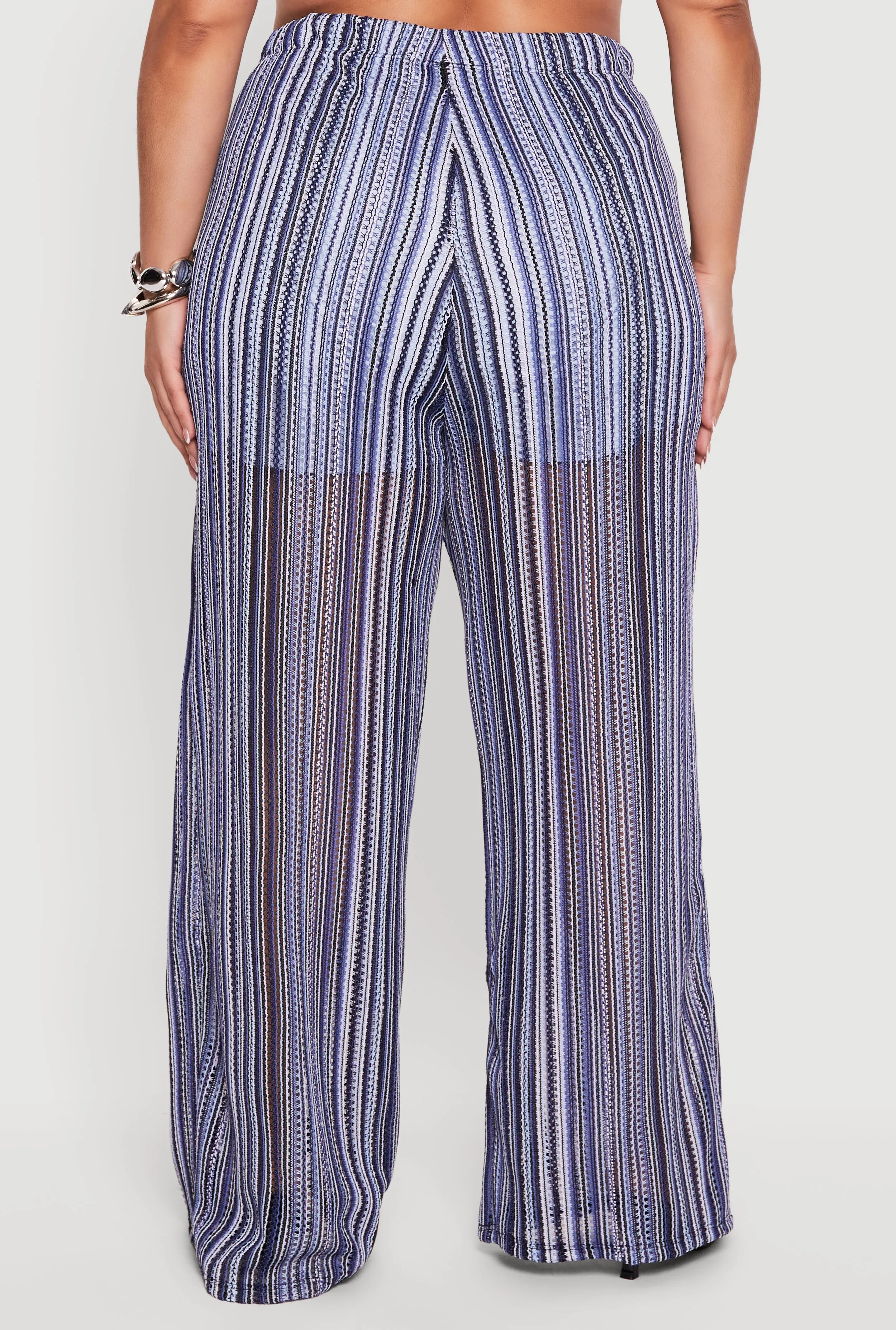 Plus Size High Waisted Wide Leg Striped Casual Pants sold by Rainbow product image thumbnail 5