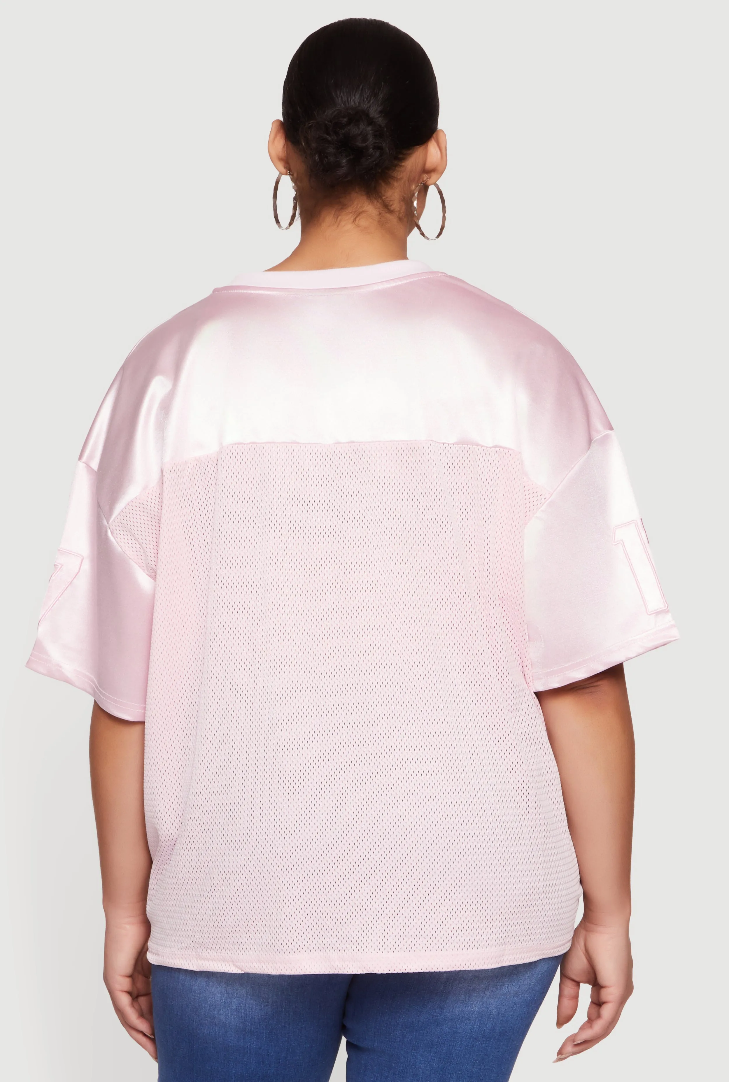 Plus Size Satin Detail Graphic Mesh Jersey sold by Rainbow product image thumbnail 5