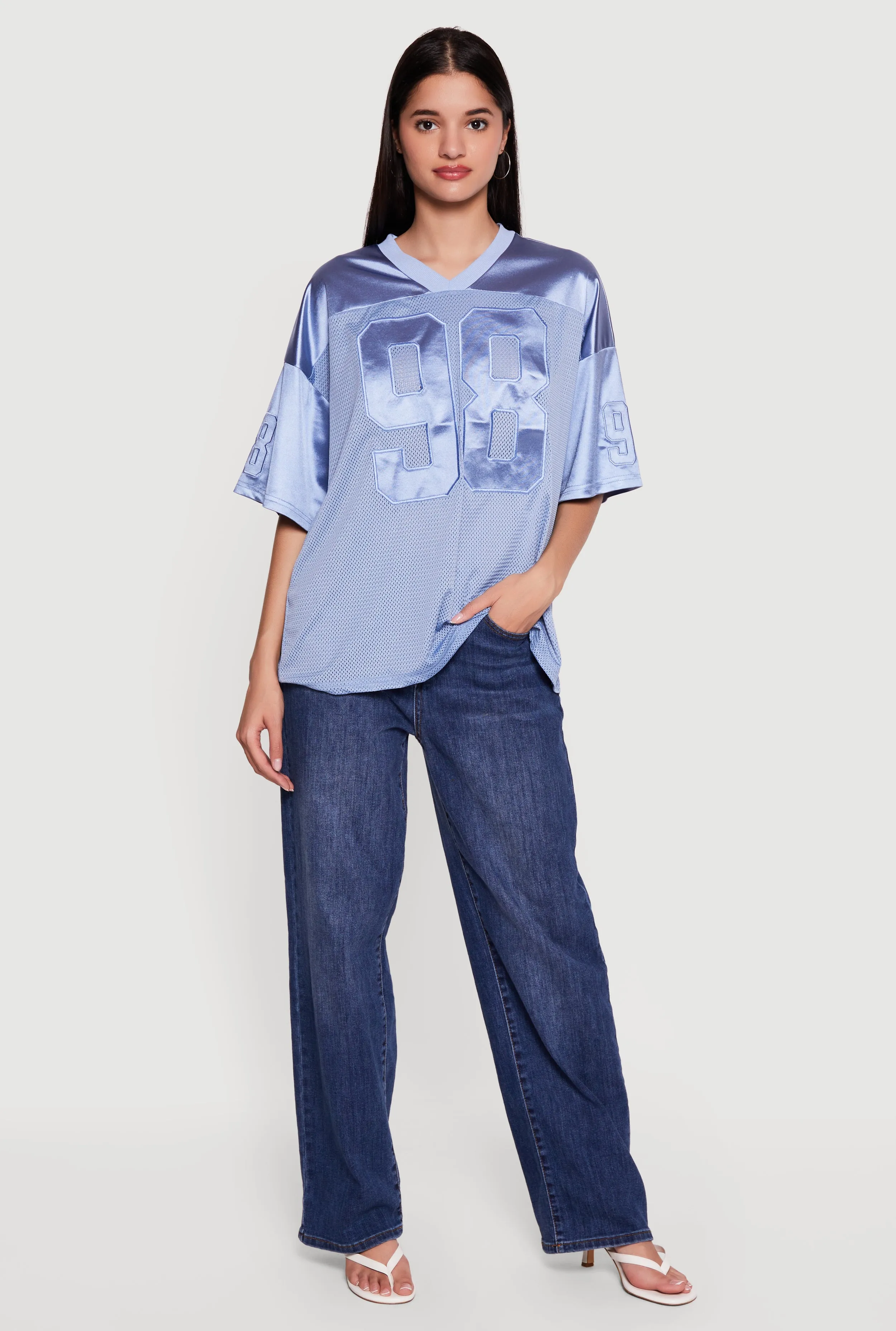 Satin Embroidered Patch Graphic Football Jersey sold by Rainbow