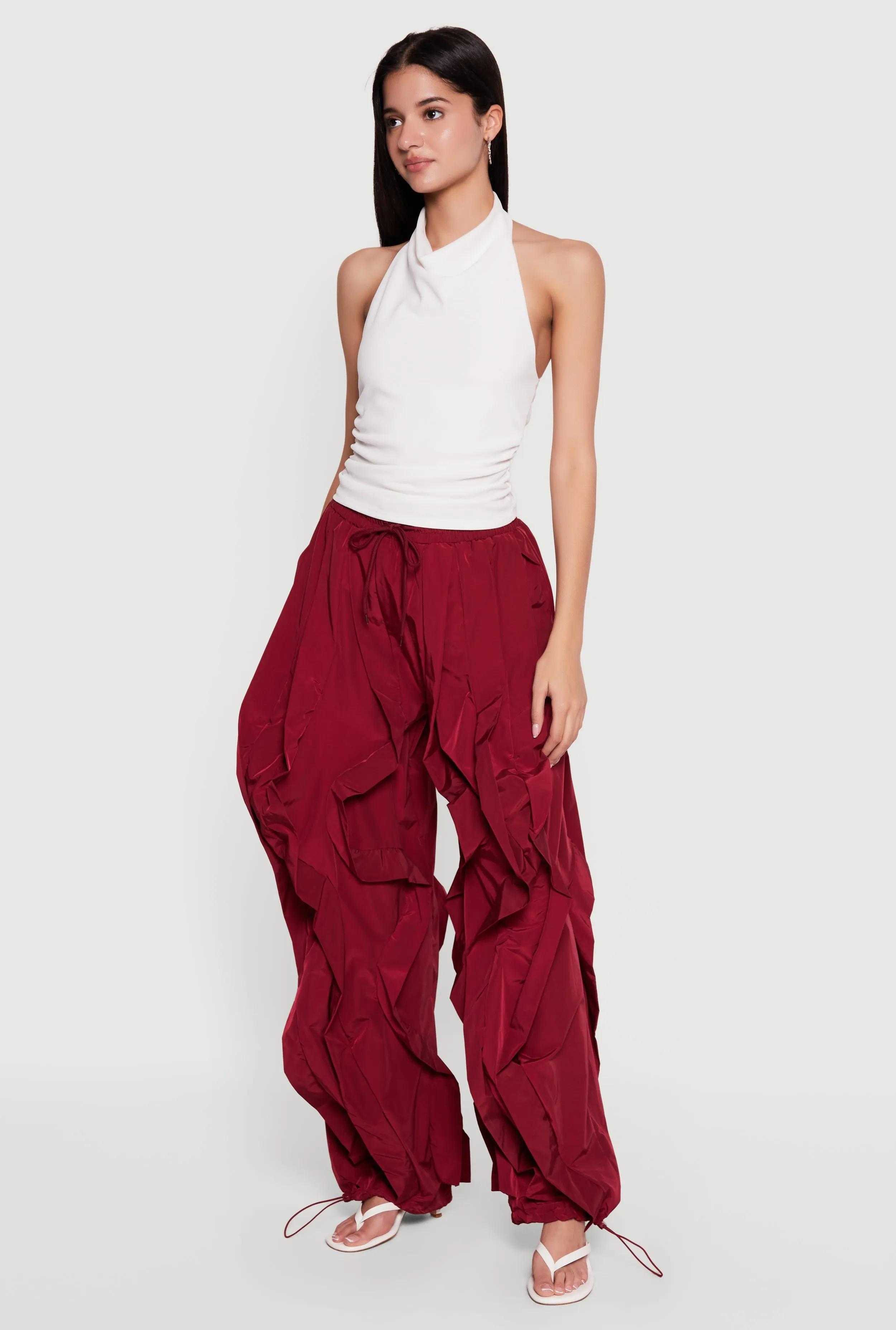 Drawstring Waist Ruffle Parachute Pants sold by Rainbow product image thumbnail 2