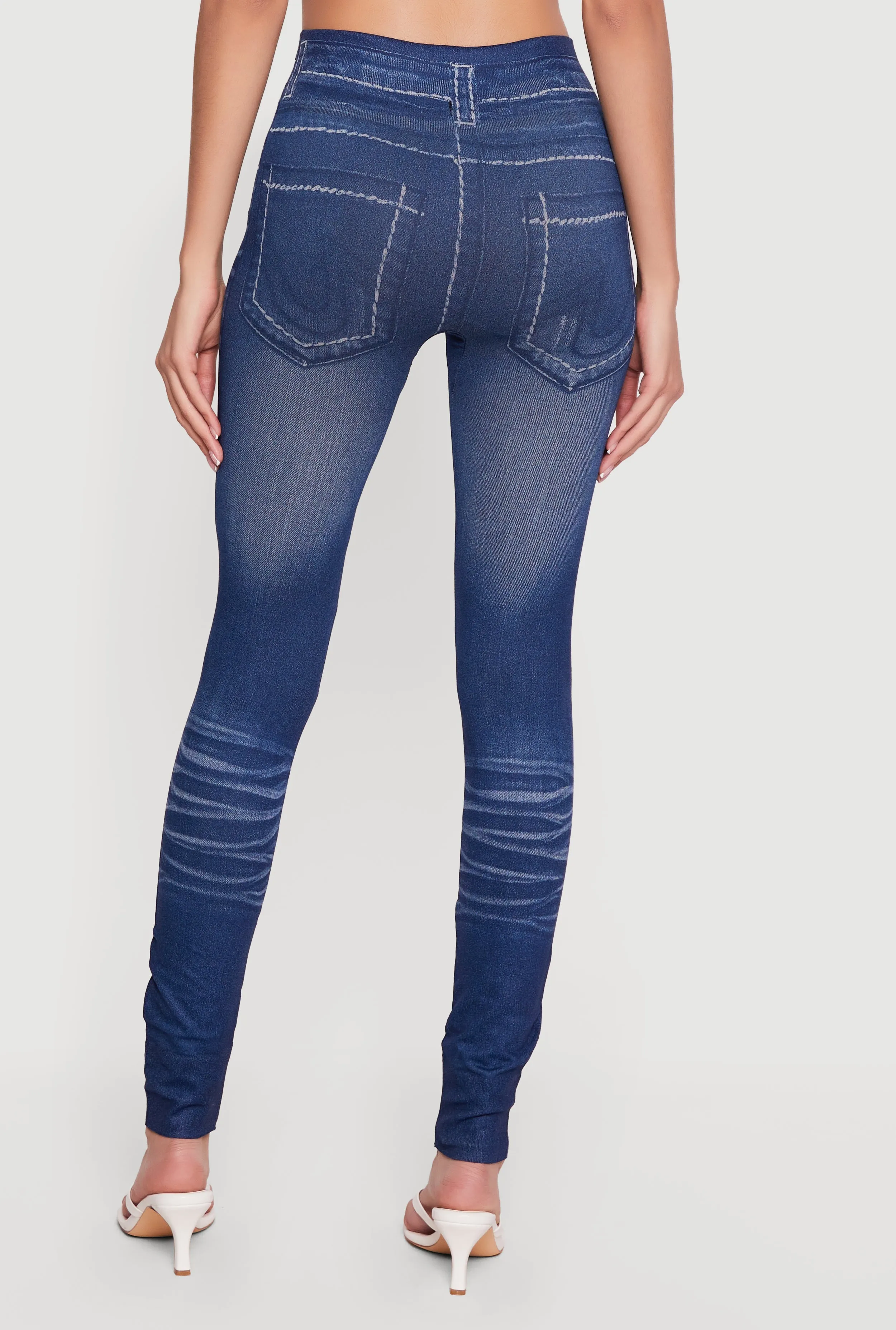 High Waisted Faux Drawstring Jeggings with Booty Lift Effect sold by Rainbow product image thumbnail 5