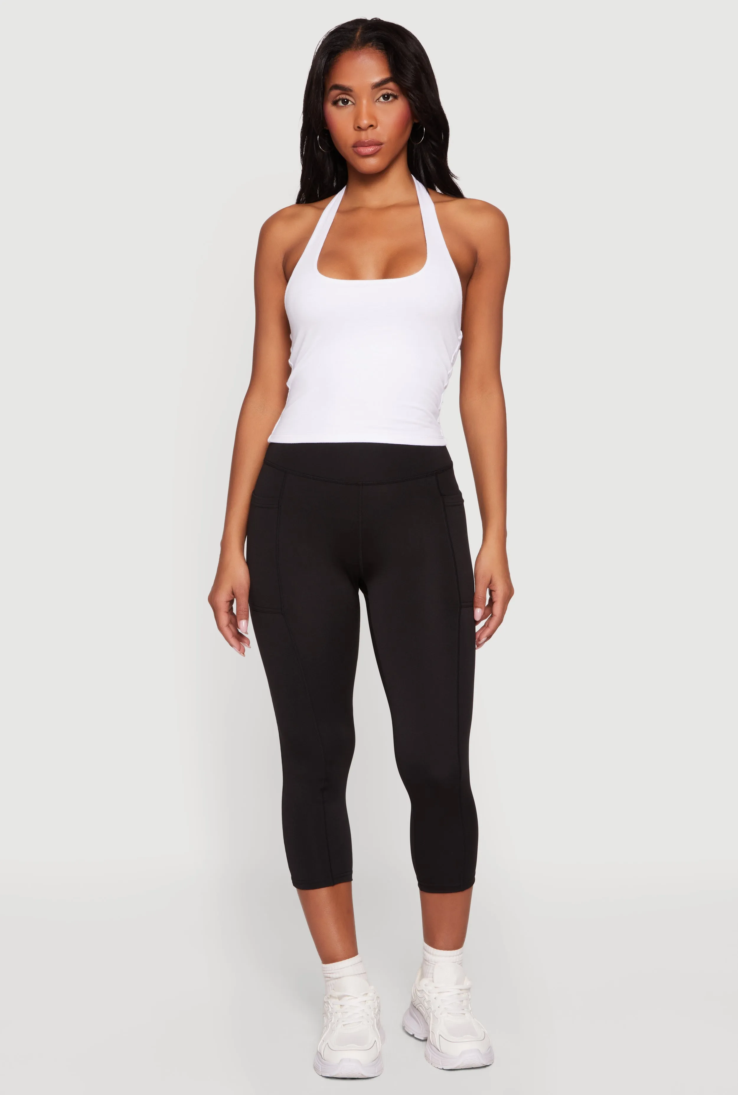 High Waisted Side Pocket Capri Leggings sold by Rainbow