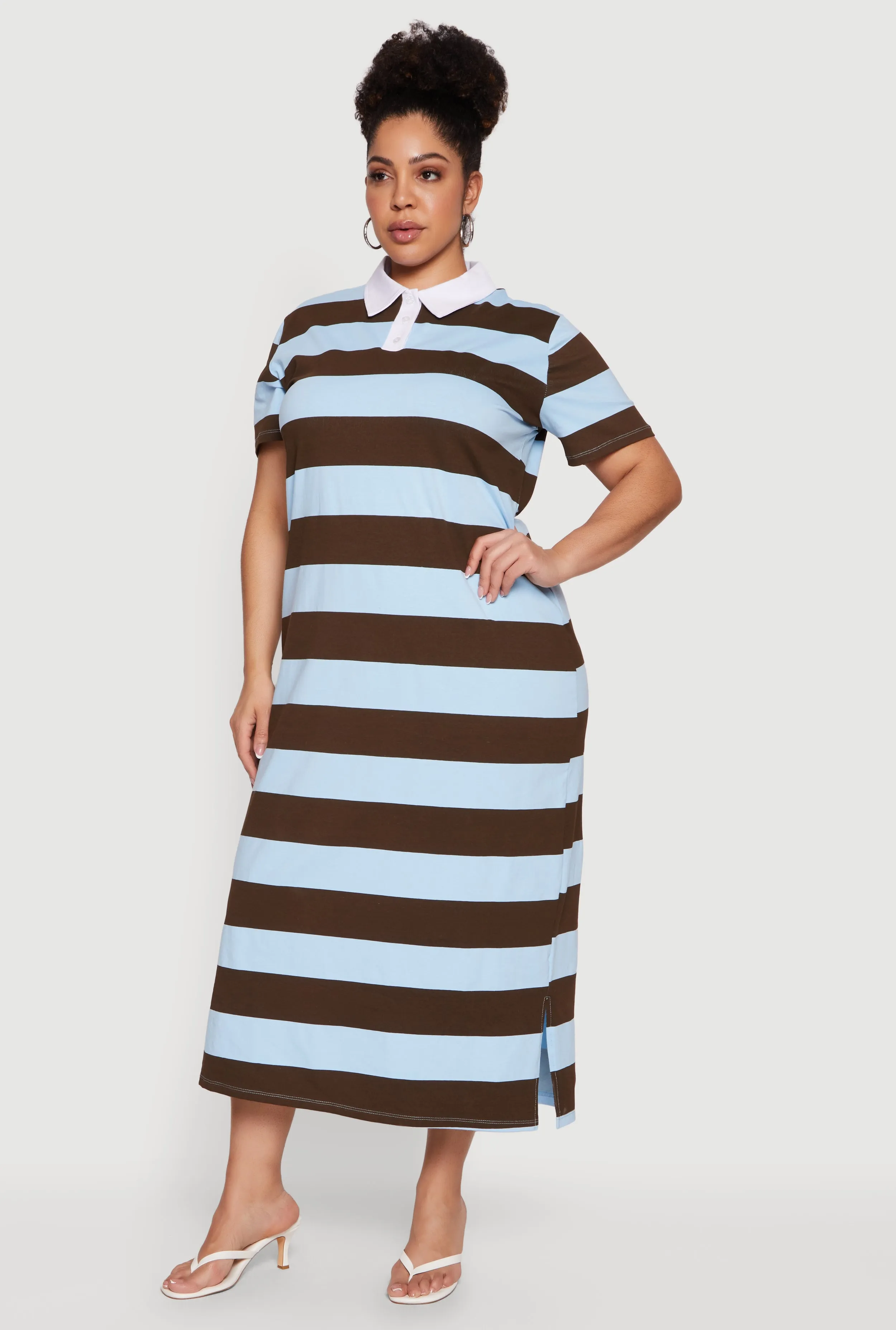 Plus Size Striped Polo Midi Dress sold by Rainbow product image thumbnail 2