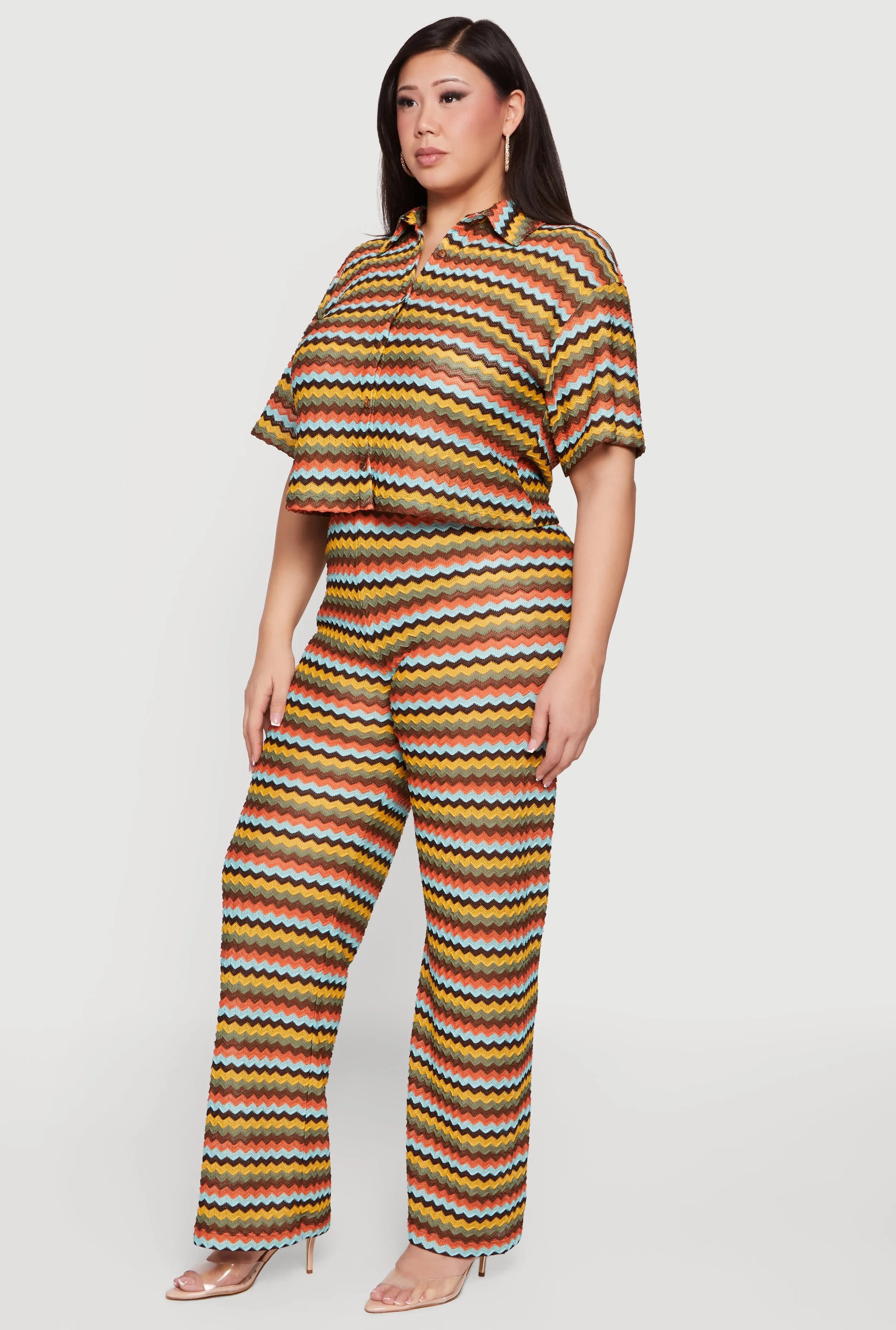 Plus Size Chevron Striped High Waisted Pull On Pants sold by Rainbow product image thumbnail 2