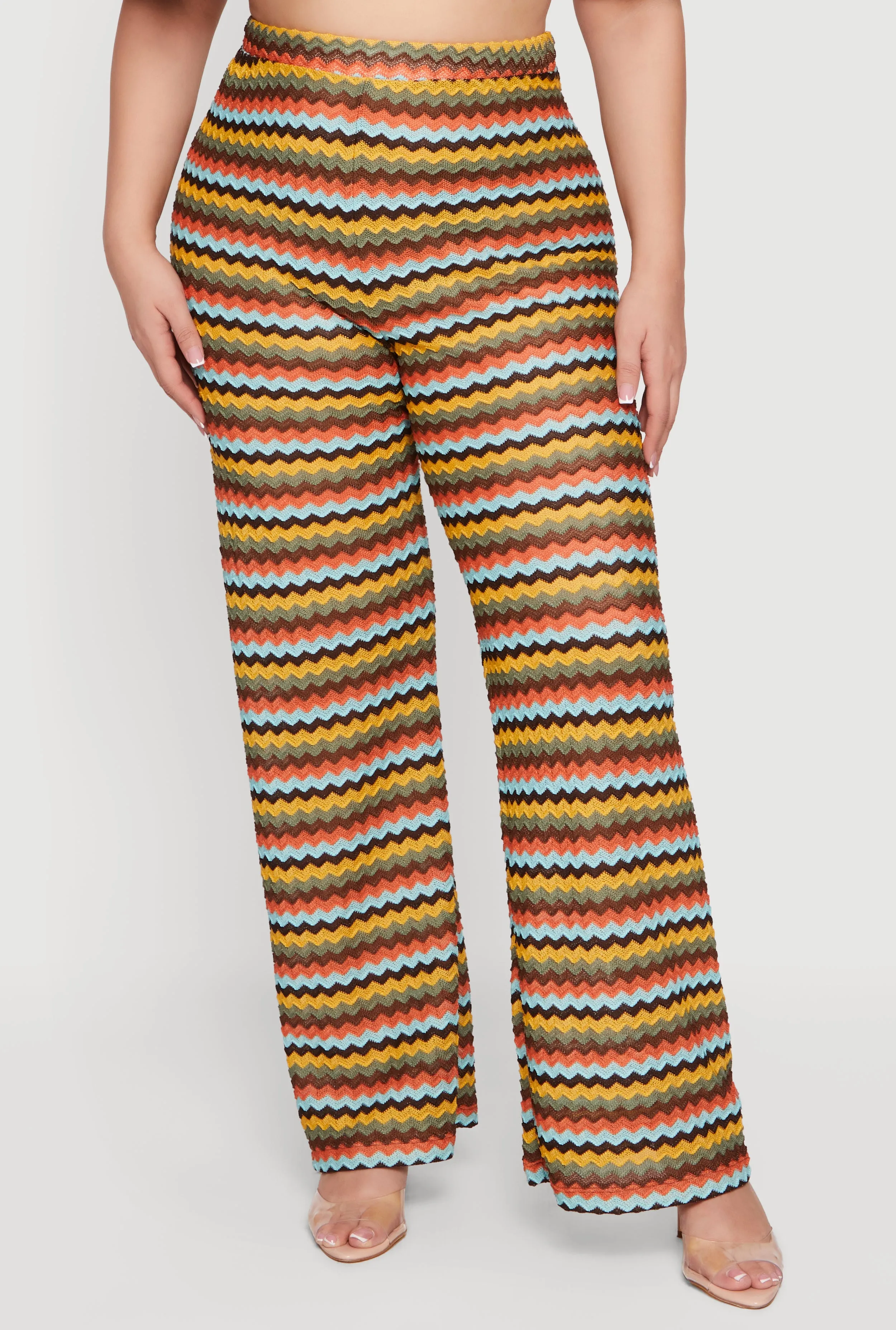 Plus Size Chevron Striped High Waisted Pull On Pants sold by Rainbow product image thumbnail 3