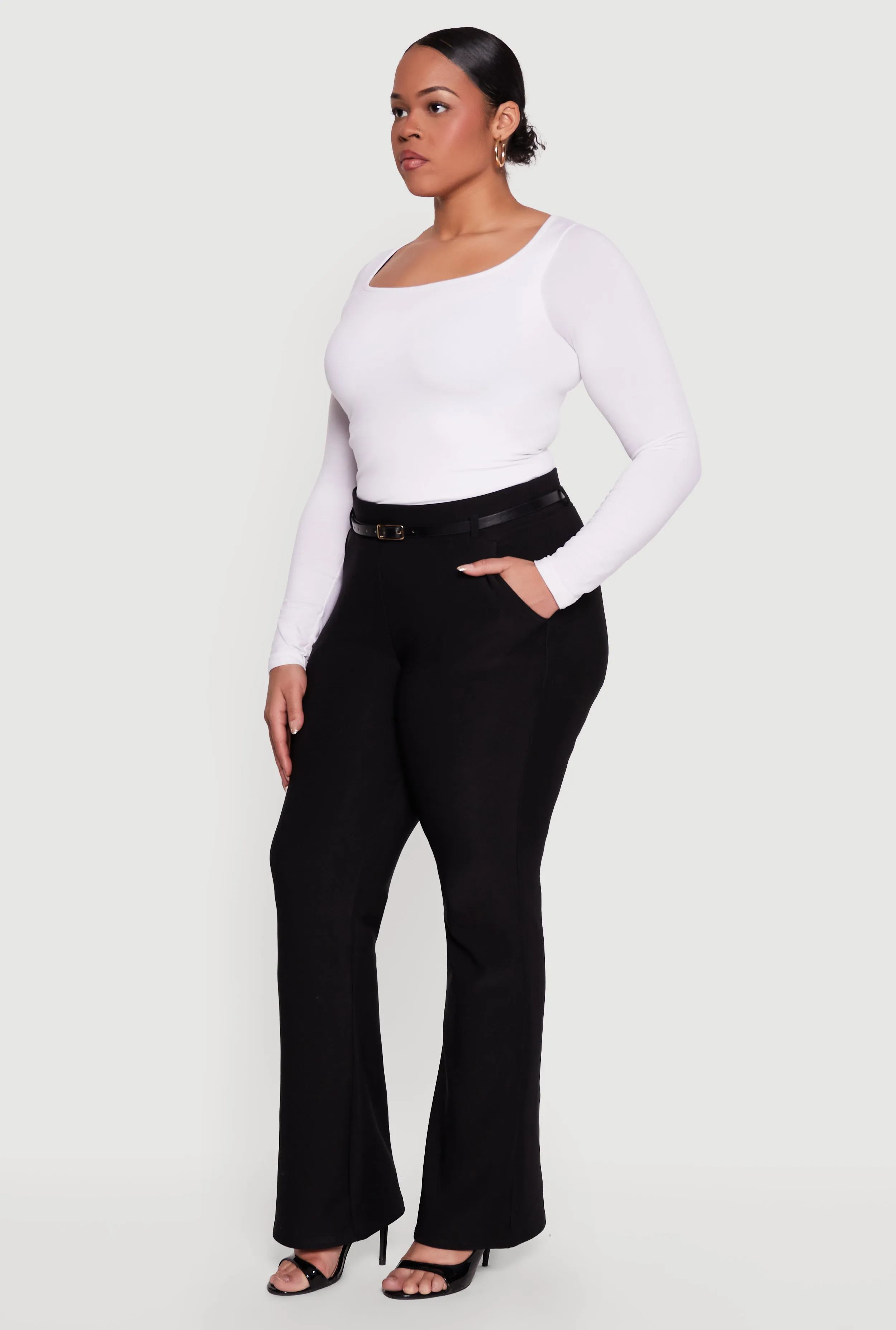 Plus Size High Waisted Belted Dress Pants sold by Rainbow product image thumbnail 2