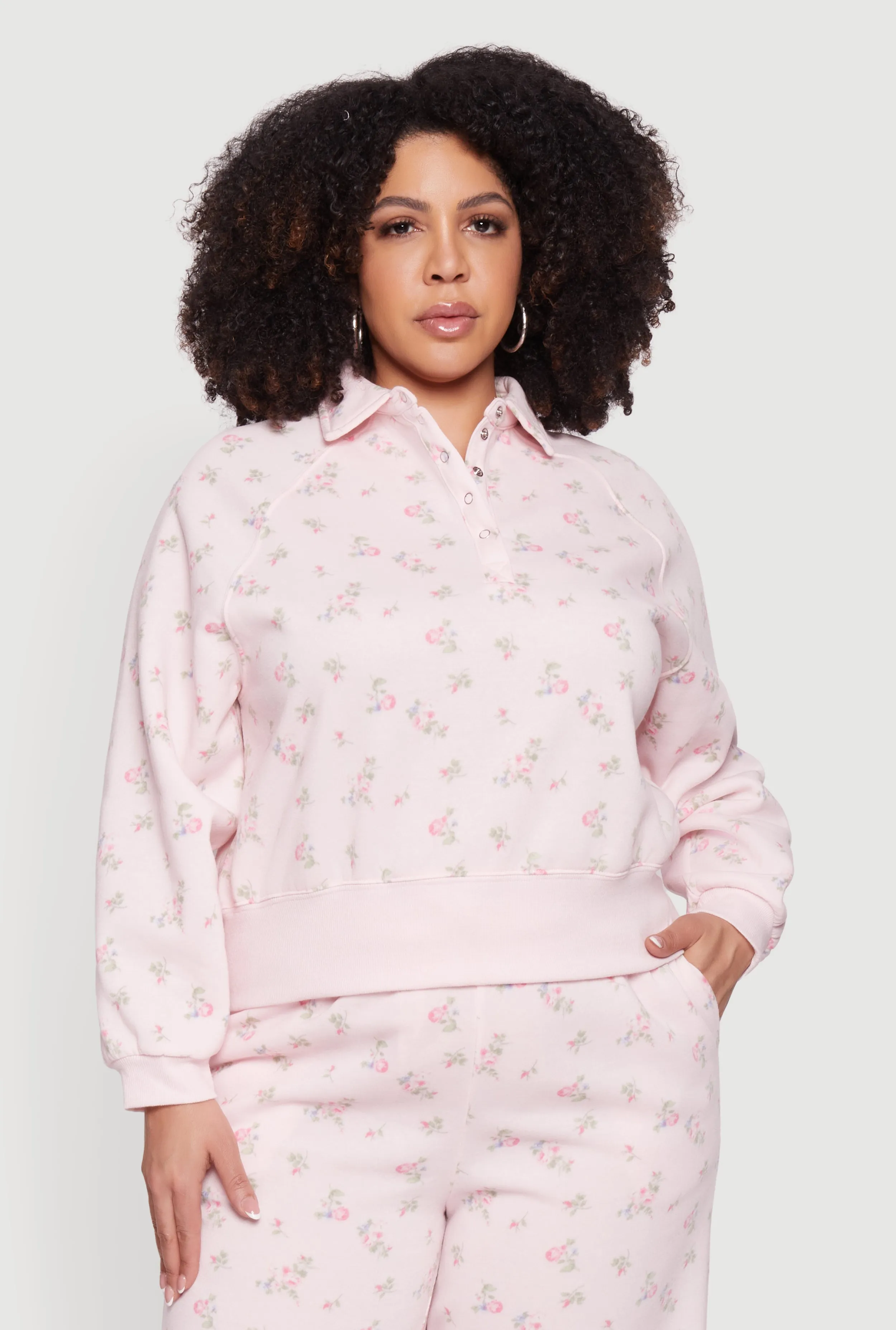 Plus Size Ditsy Floral Raglan Sleeve Sweatshirt sold by Rainbow product image thumbnail 2