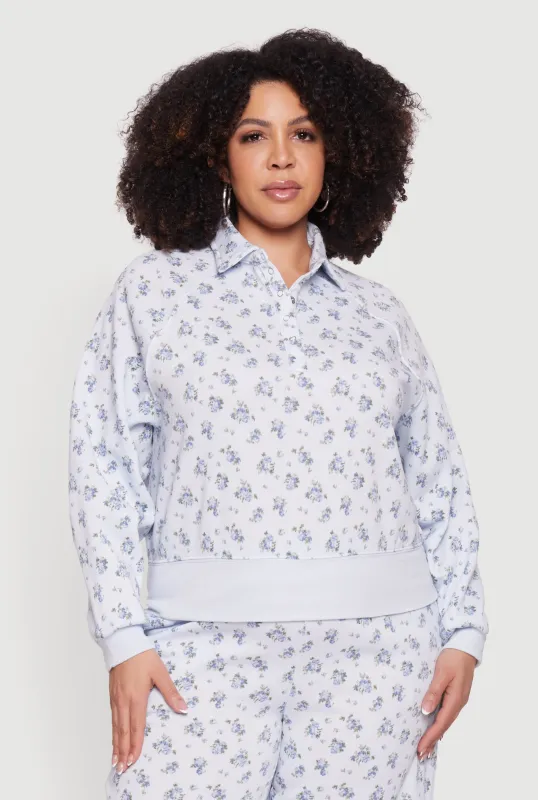 Plus Size Ditsy Floral Raglan Sleeve Sweatshirt sold by Rainbow