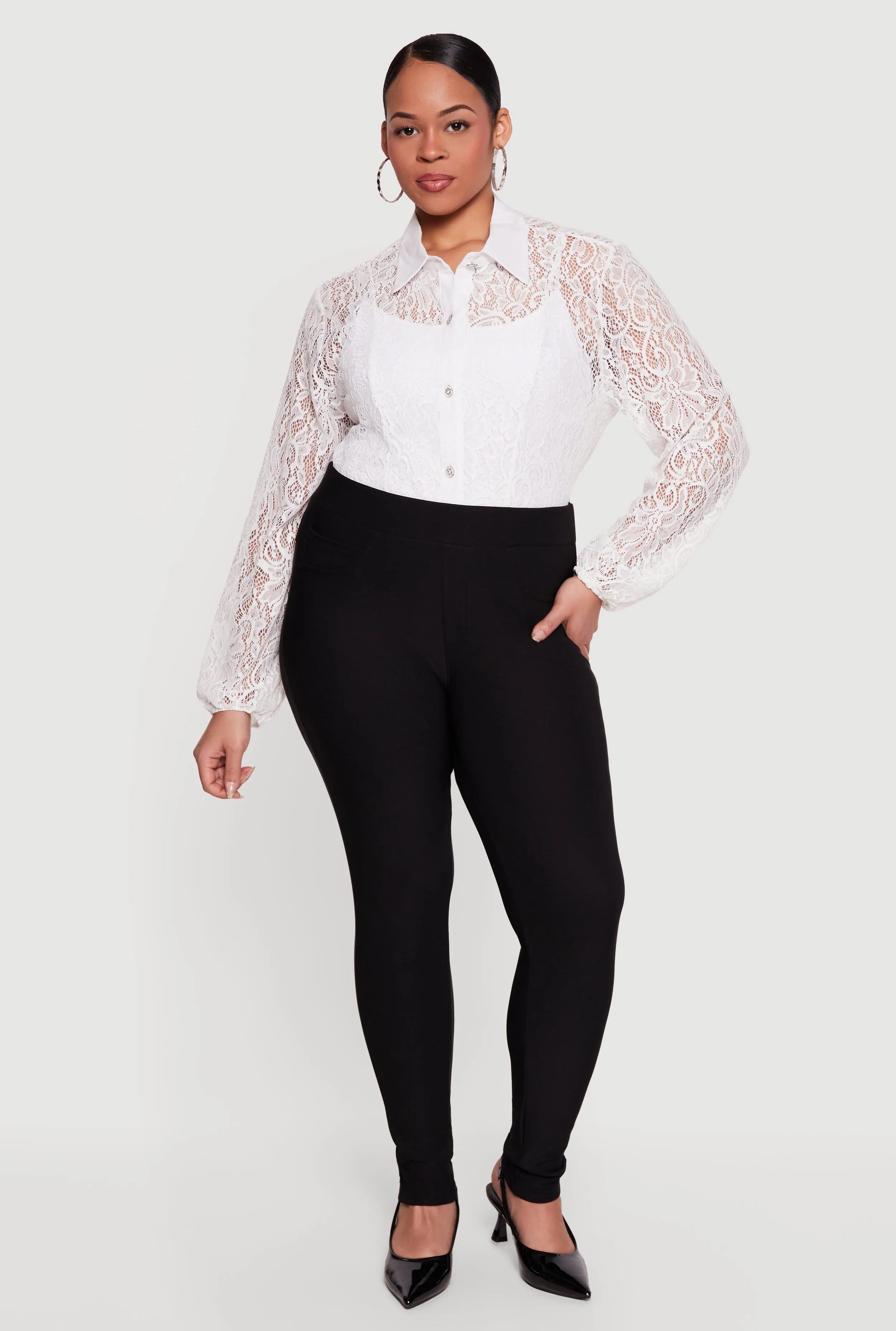 Plus Size Stretchy High Waisted Dress Pants sold by Rainbow