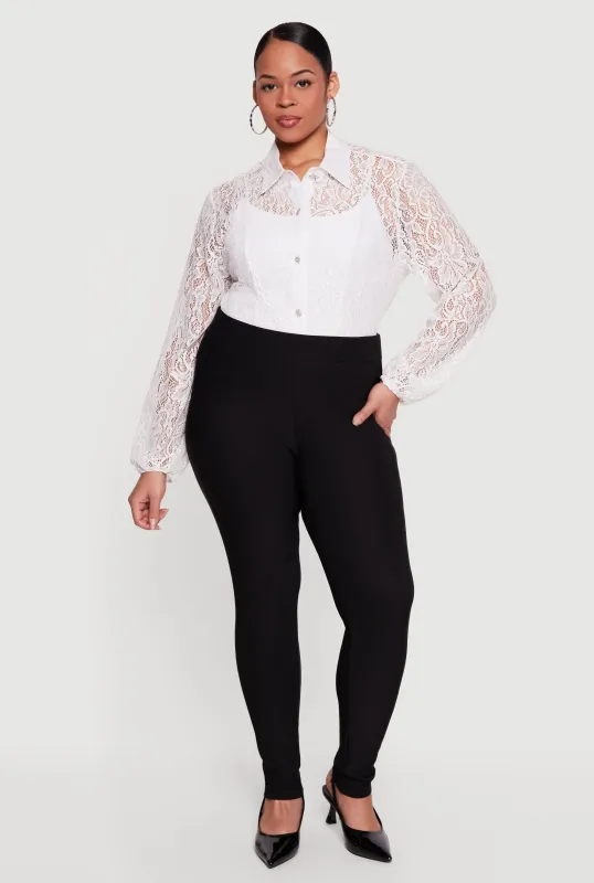 Plus Size Stretchy High Waisted Dress Pants made by Rainbow