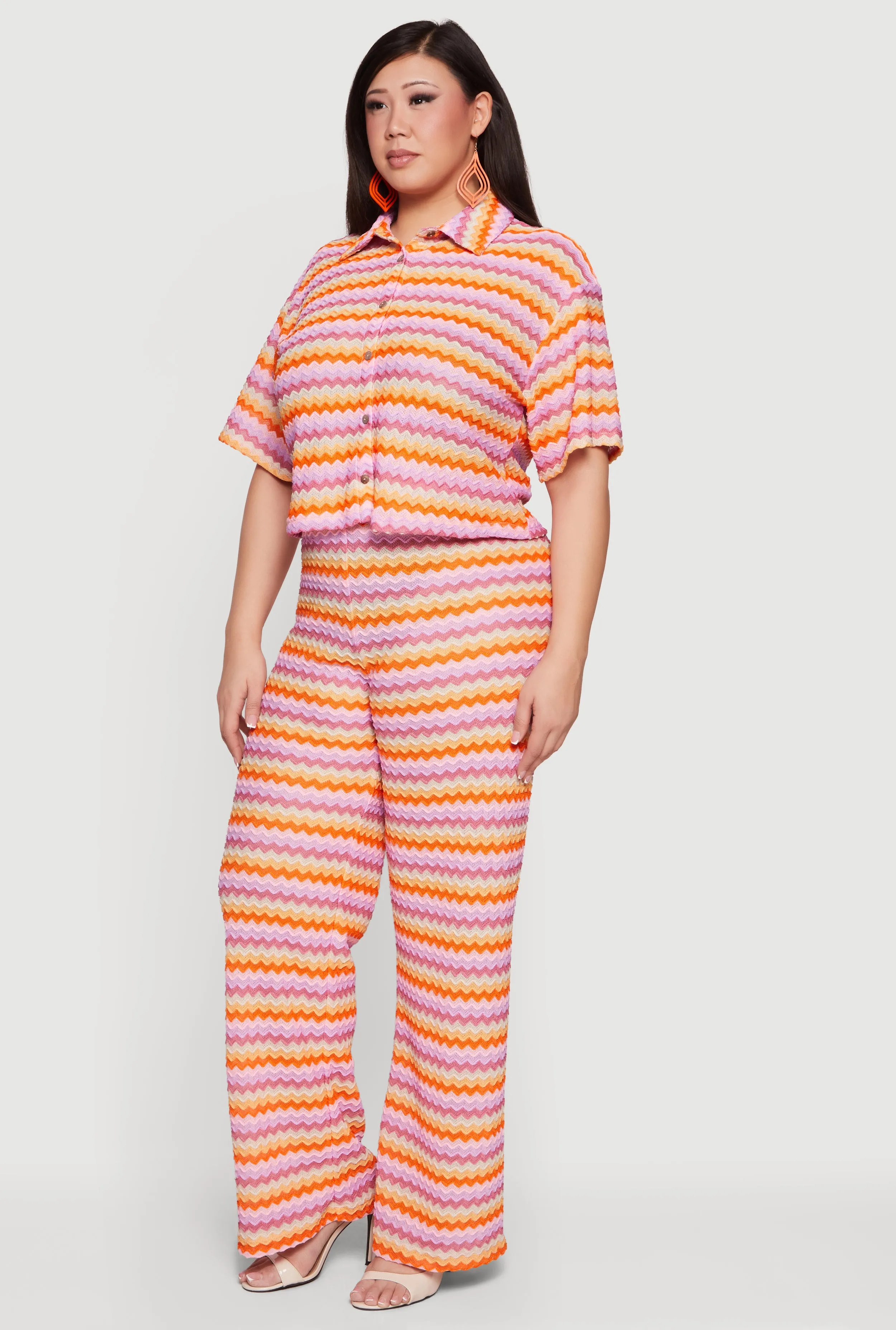 Plus Size Chevron Striped High Waisted Pull On Pants sold by Rainbow product image thumbnail 2