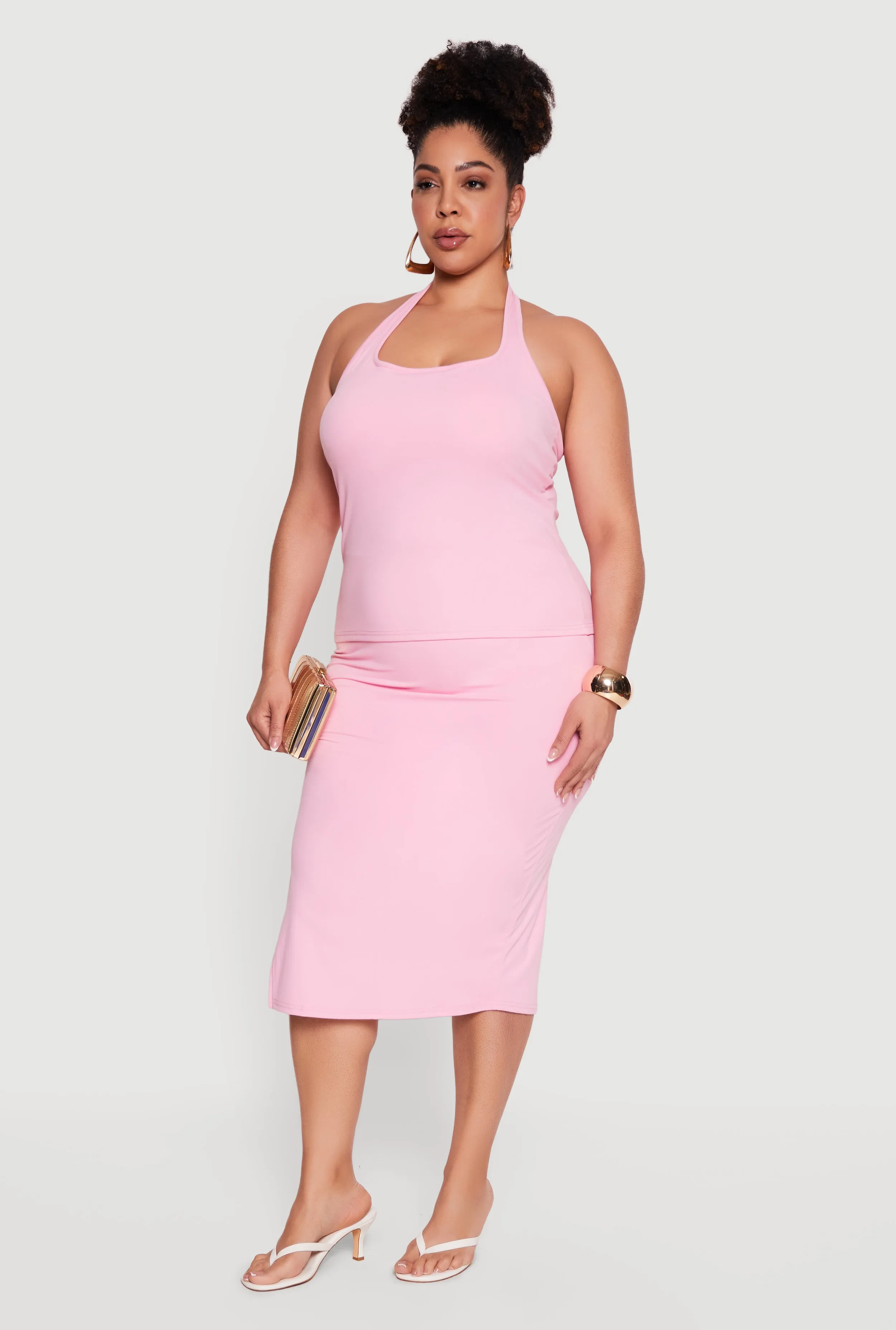 Plus Size High Waisted Soft Knit Midi Skirt sold by Rainbow product image thumbnail 2