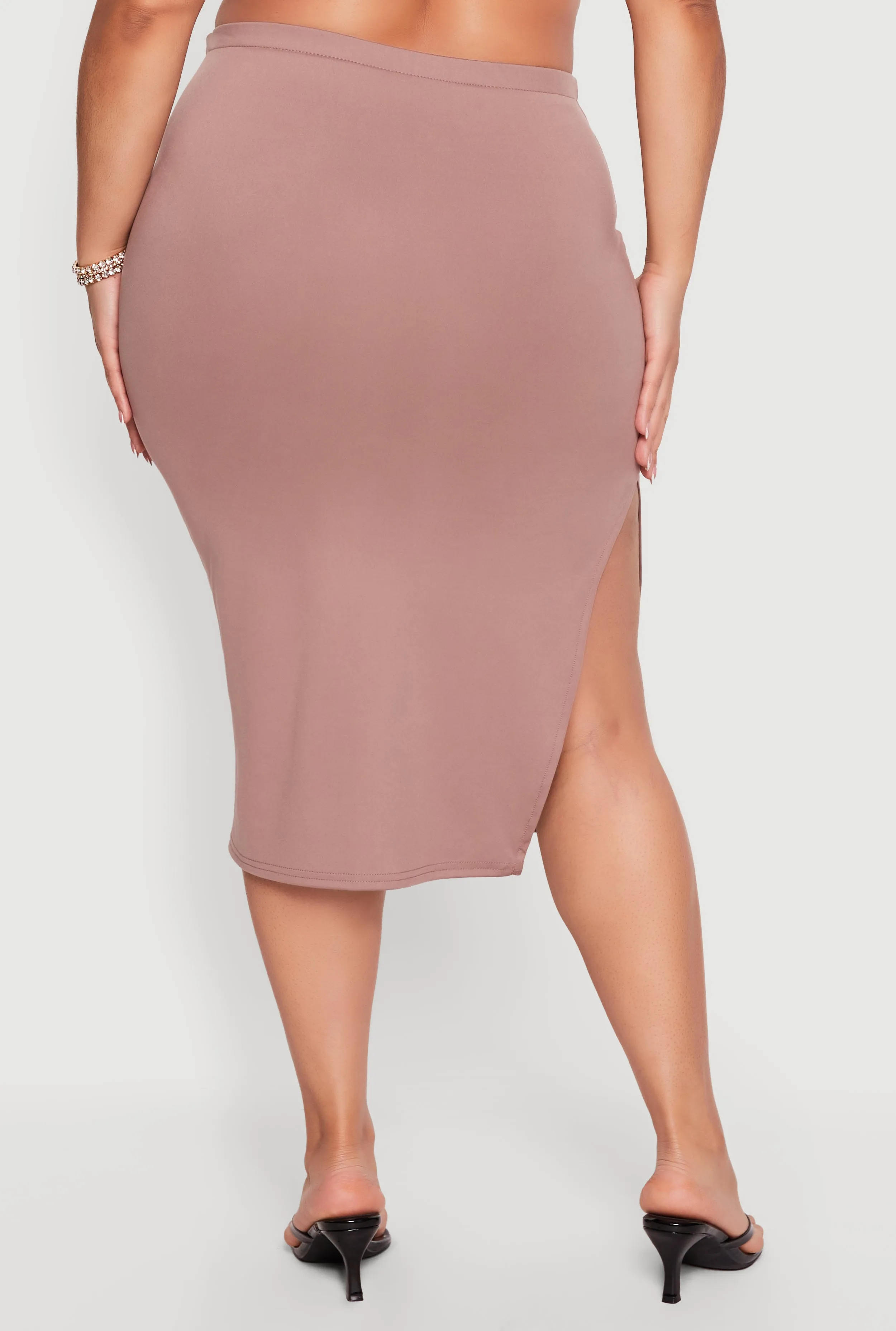 Plus Size High Waisted Soft Knit Midi Skirt sold by Rainbow product image thumbnail 5