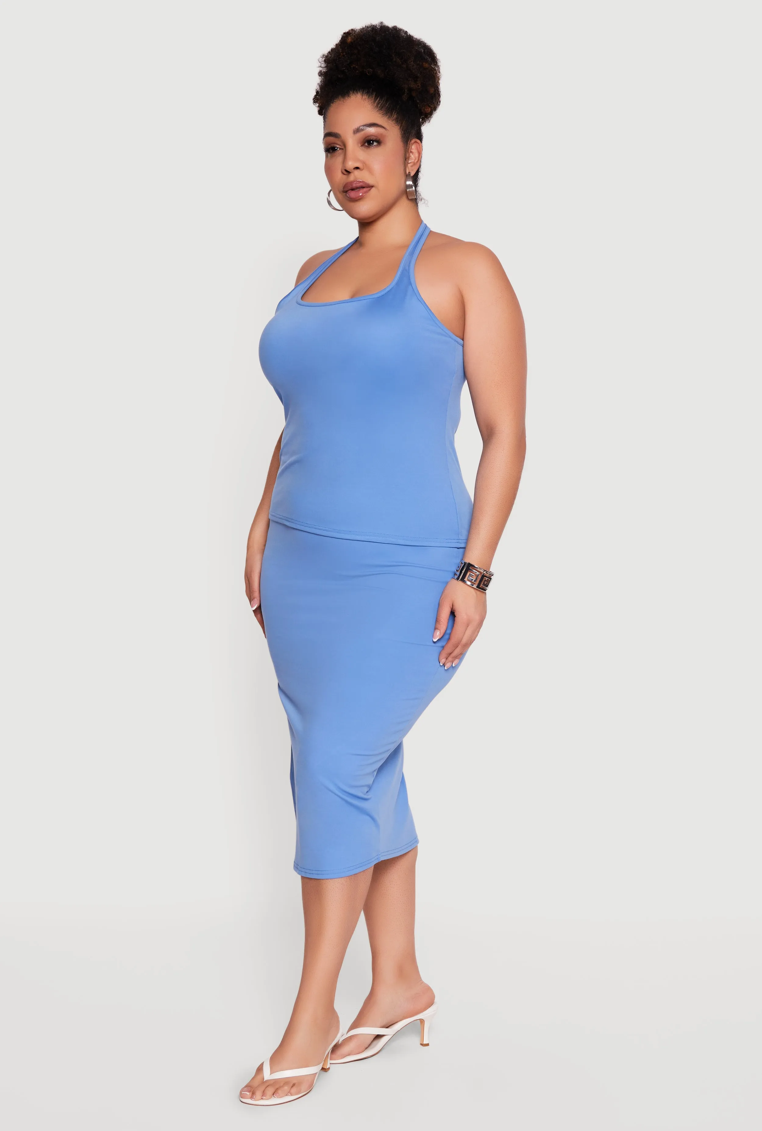 Plus Size High Waisted Soft Knit Midi Skirt sold by Rainbow product image thumbnail 2