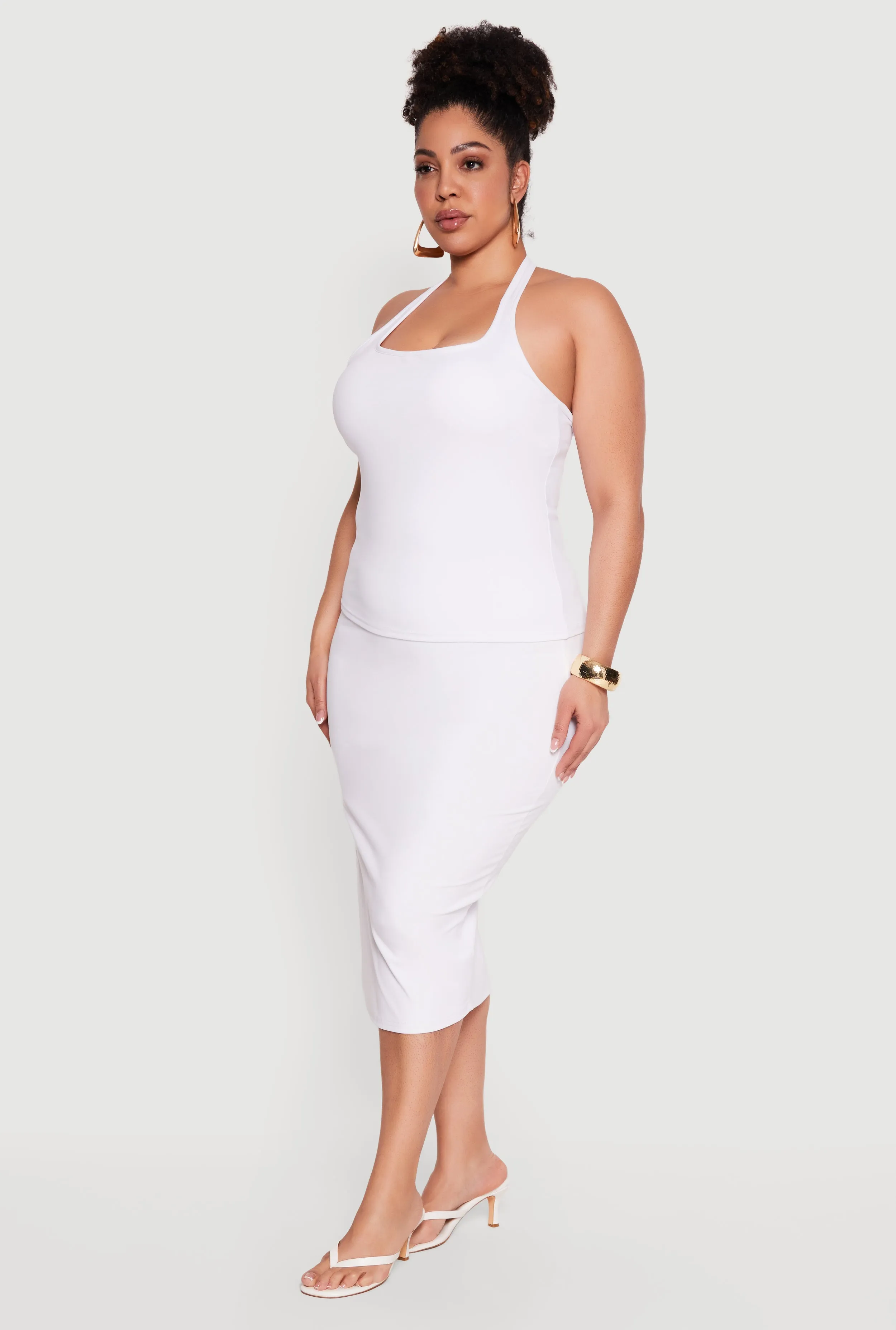 Plus Size High Waisted Soft Knit Midi Skirt sold by Rainbow product image thumbnail 2