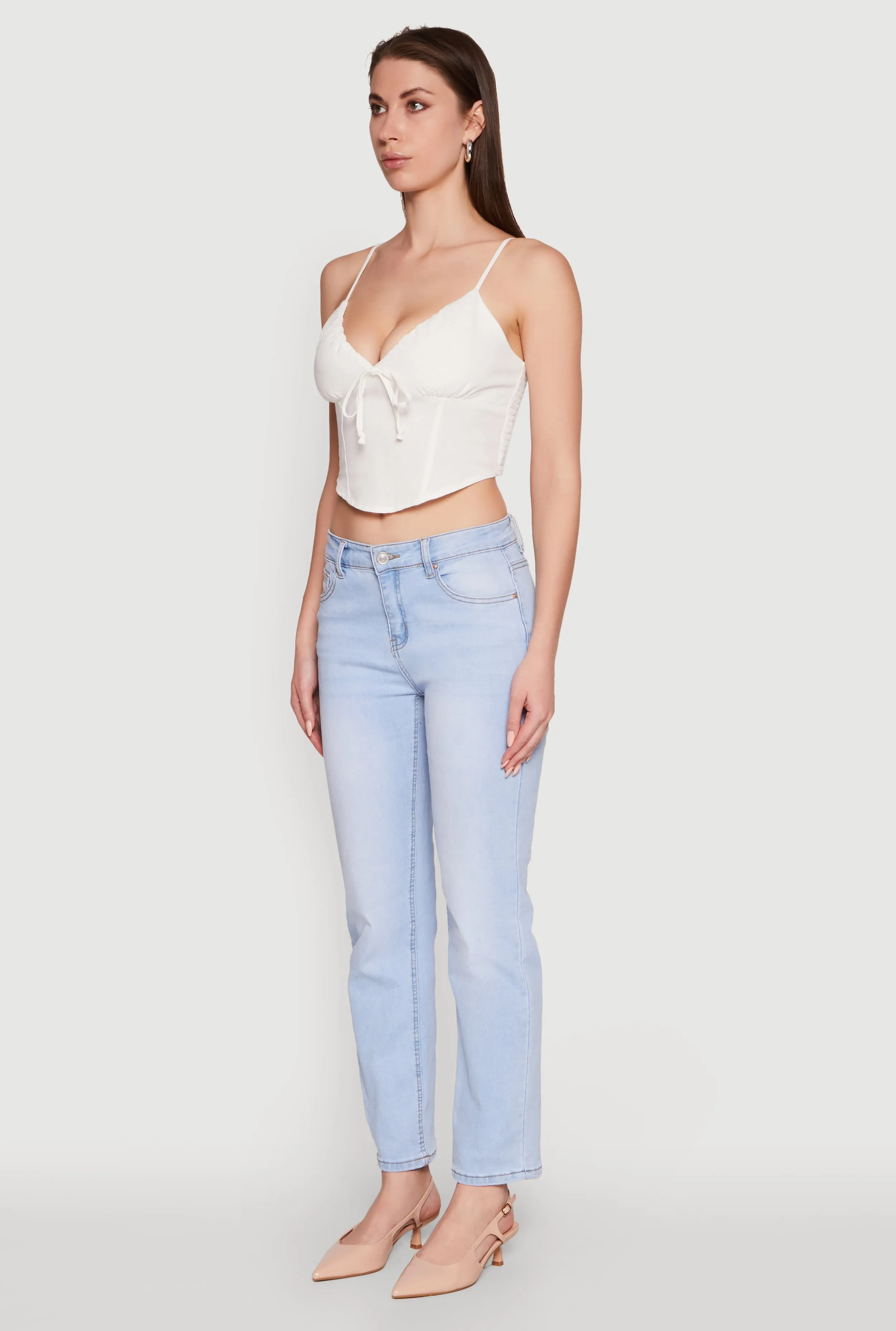 Chic Linen Bustier Top with Tie Front Detail sold by Rainbow product image thumbnail 5