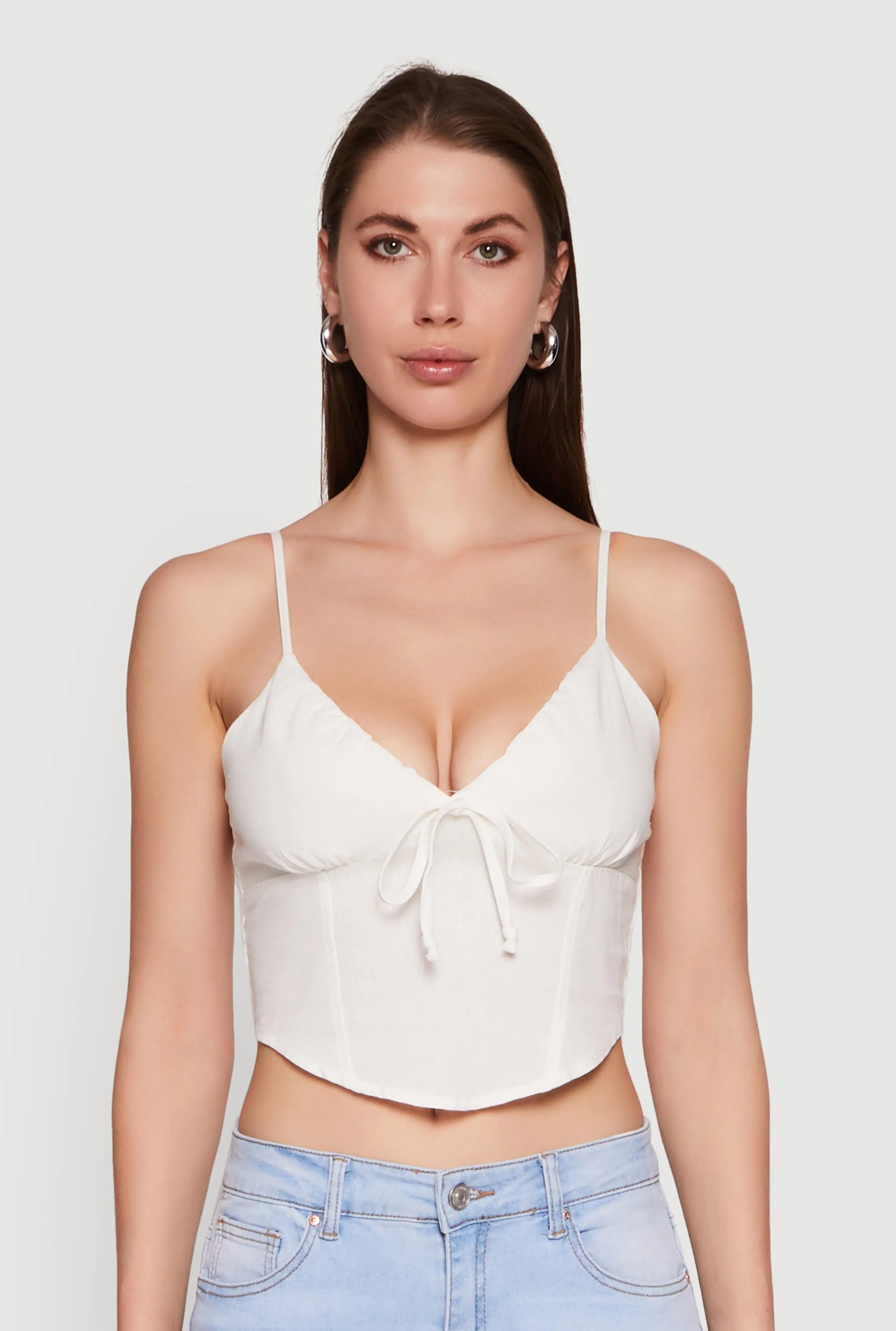 Chic Linen Bustier Top with Tie Front Detail sold by Rainbow product image thumbnail 2