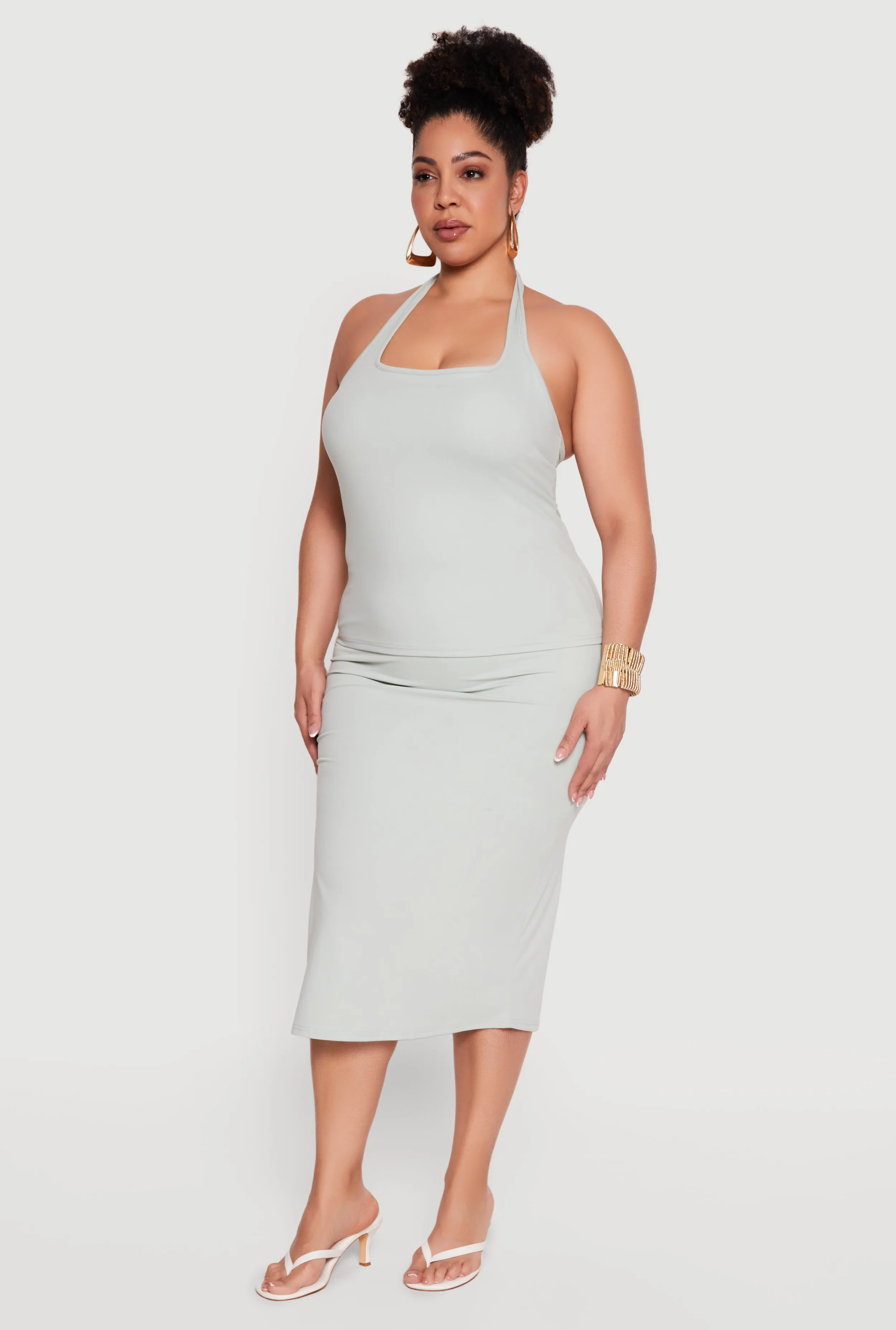 Plus Size High Waisted Soft Knit Midi Skirt sold by Rainbow product image thumbnail 2