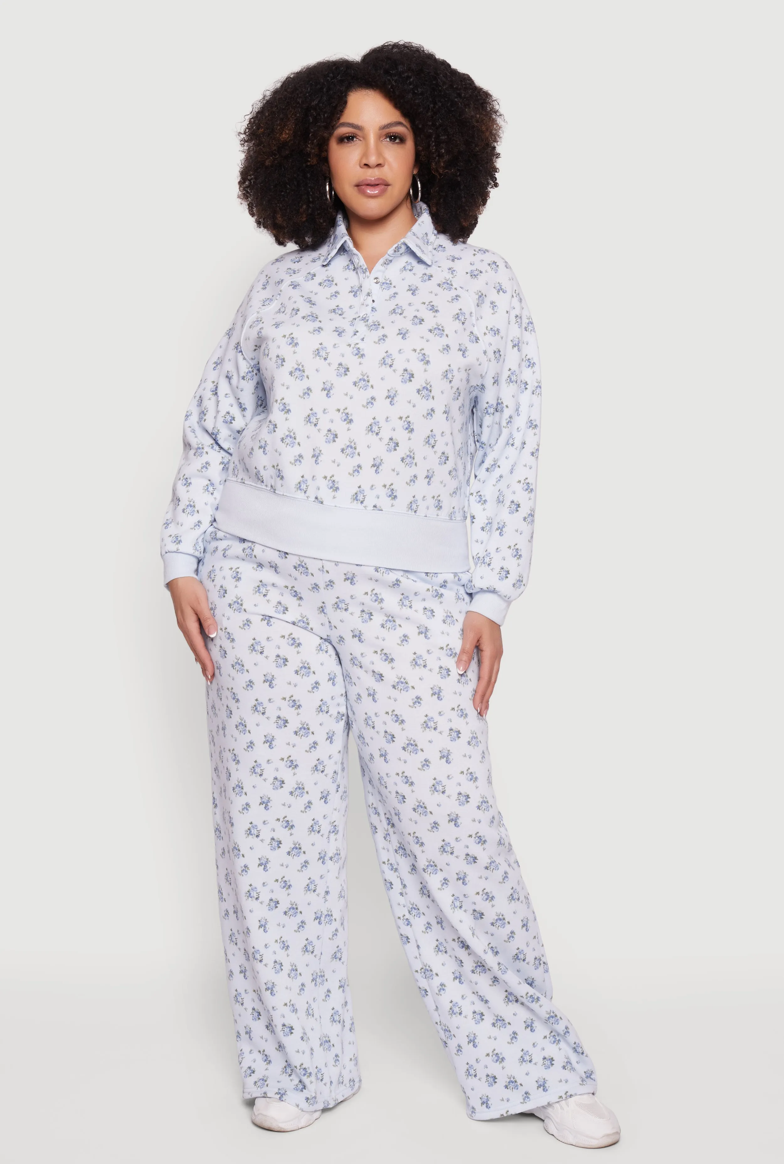 Plus Size Ditsy Floral Print High Waisted Sweatpants sold by Rainbow