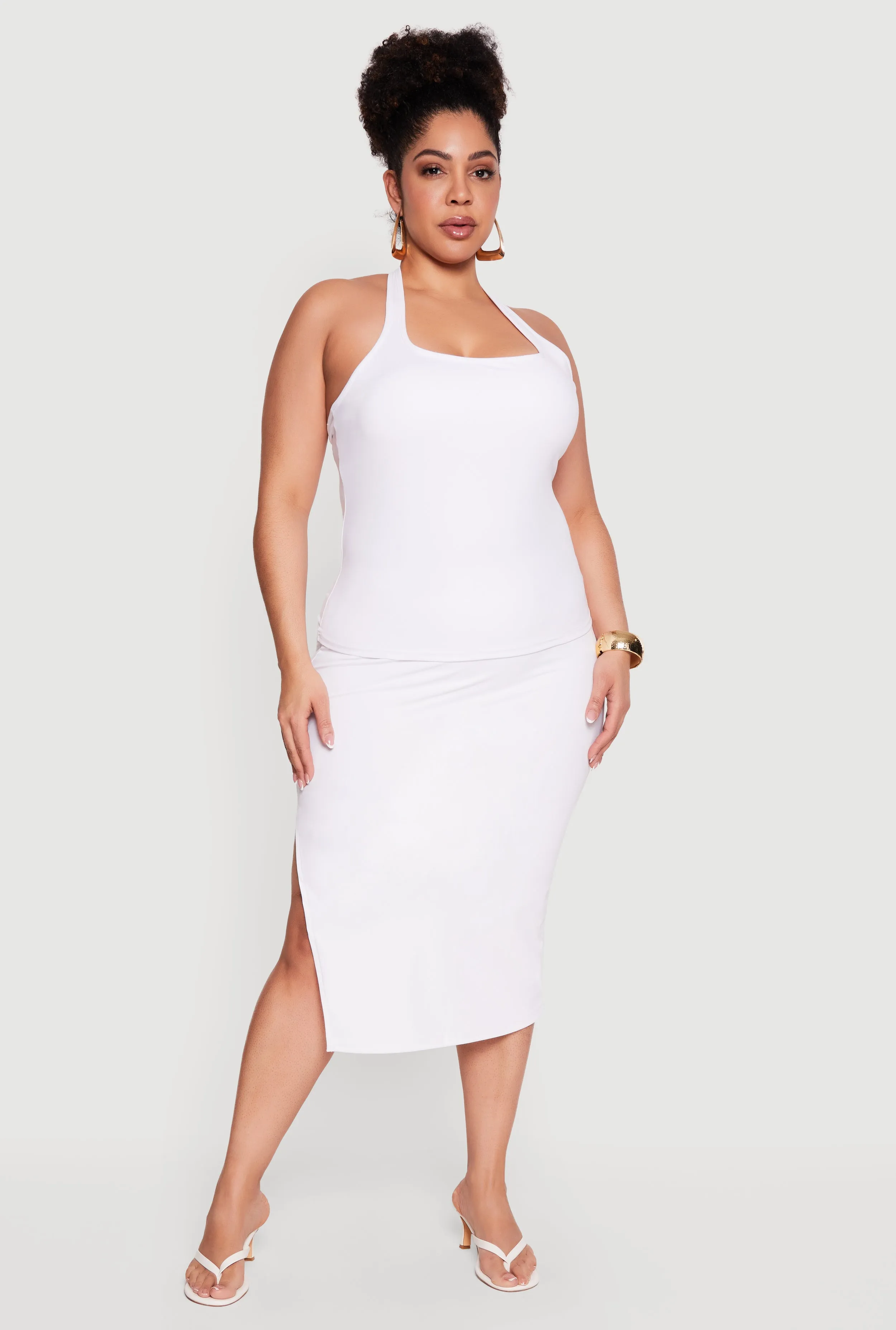 Plus Size High Waisted Soft Knit Midi Skirt sold by Rainbow product image thumbnail 4