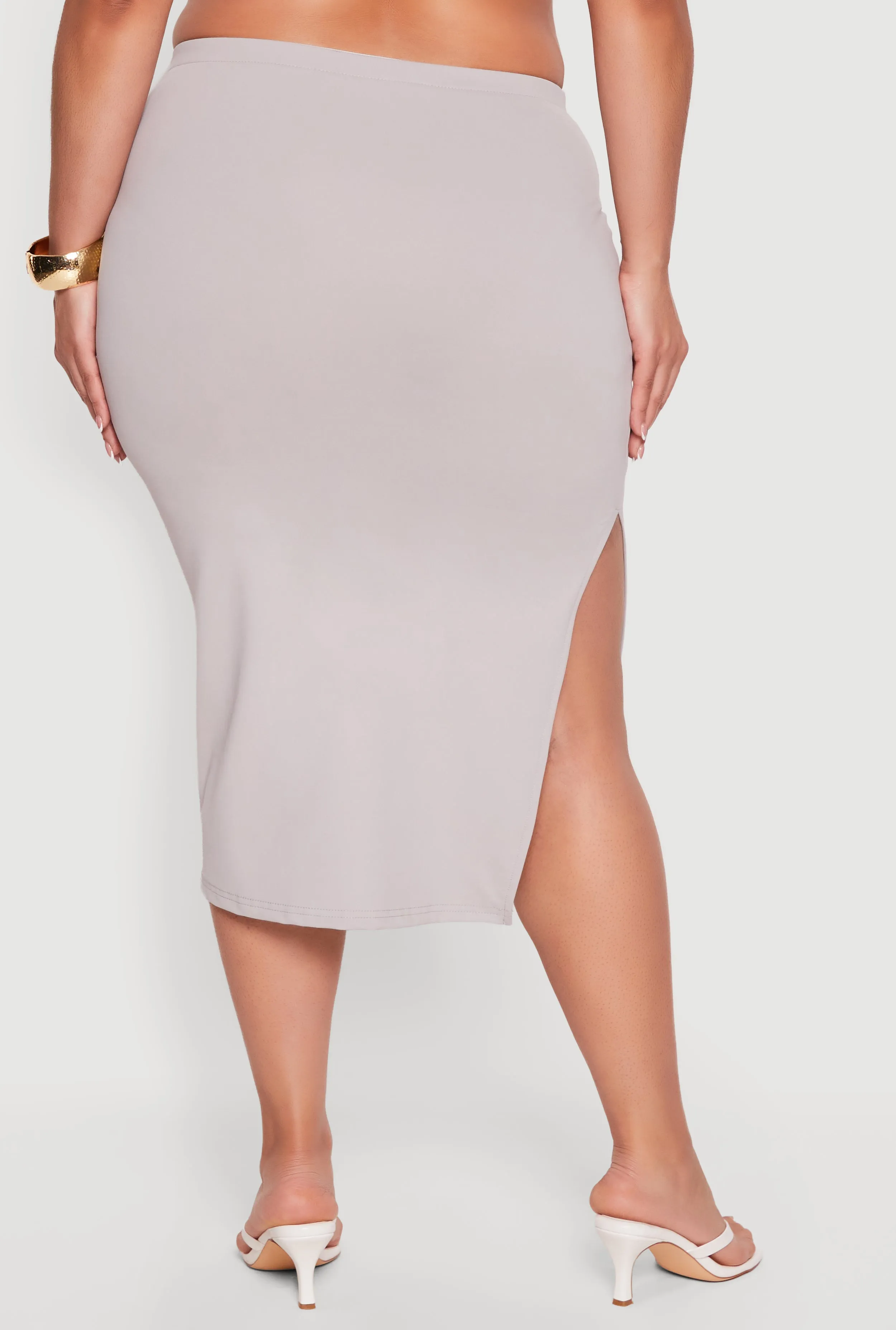 Plus Size High Waisted Soft Knit Midi Skirt sold by Rainbow product image thumbnail 5