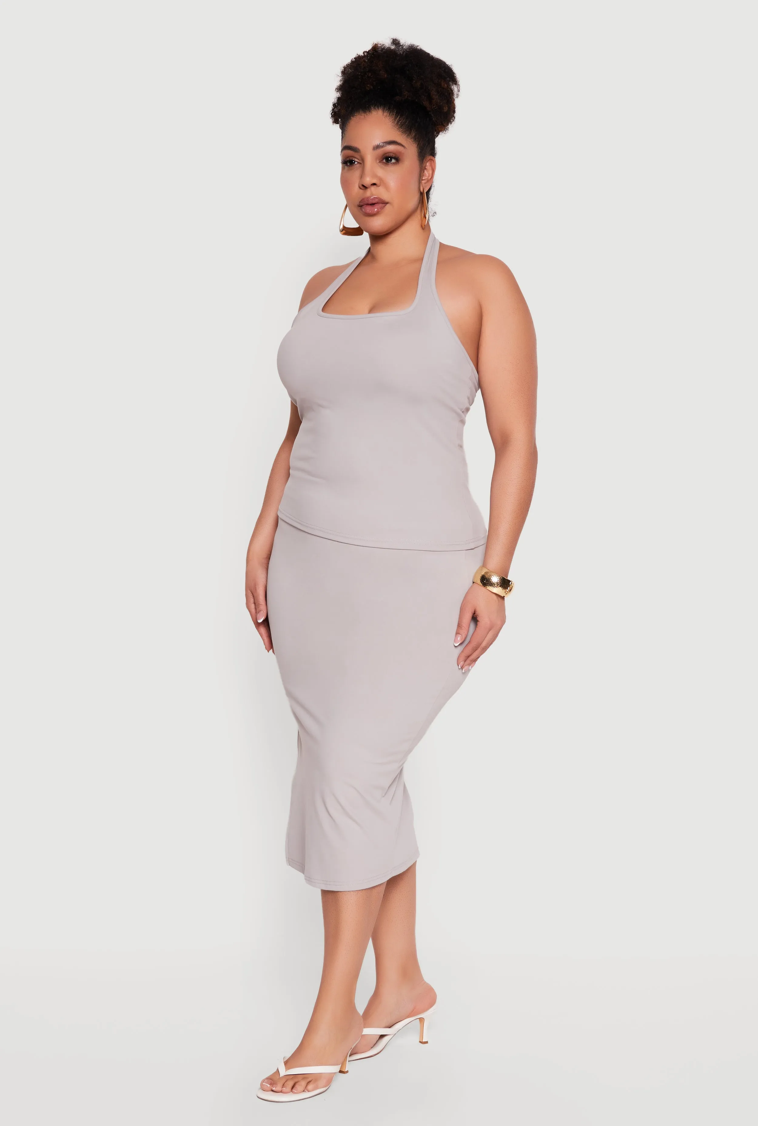 Plus Size High Waisted Soft Knit Midi Skirt sold by Rainbow product image thumbnail 2